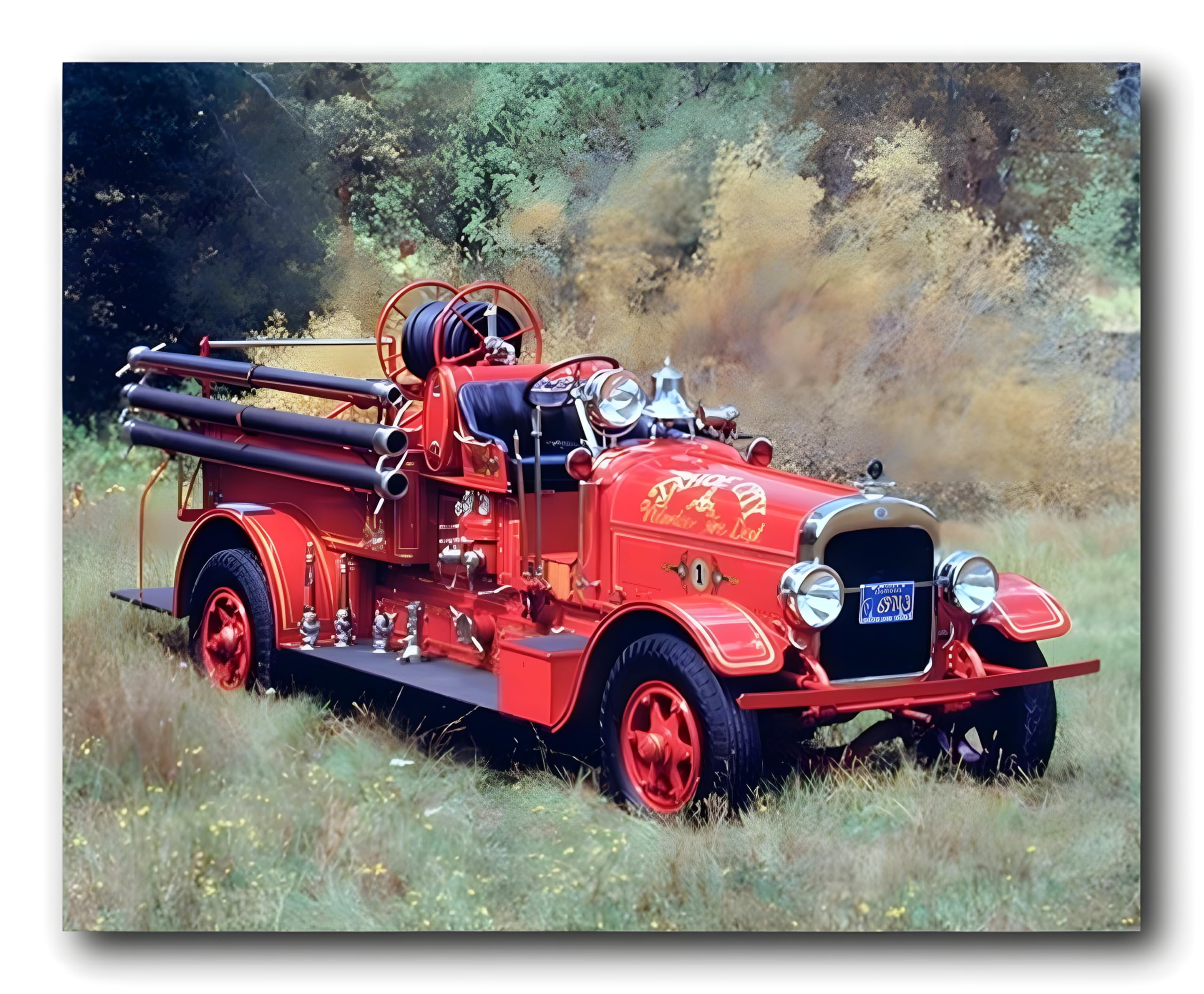 Vintage Fire Truck Wall Decor 1922 Seagraves Engine Home Art Print Poster Picture (16X20)