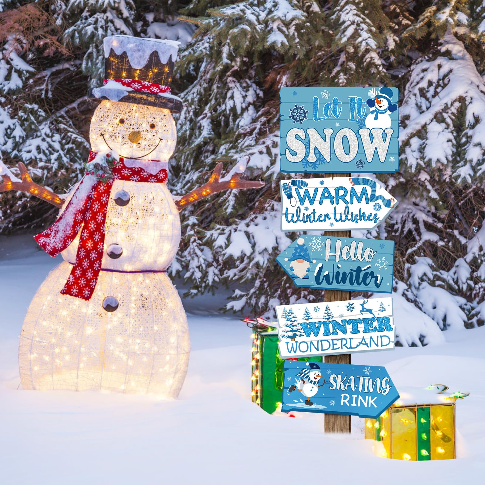 20 Pieces Winter Wonderland Christmas Decorations Let It Snow Winter Party Signs Blue Winter Wonderland Decorations Frozen Party