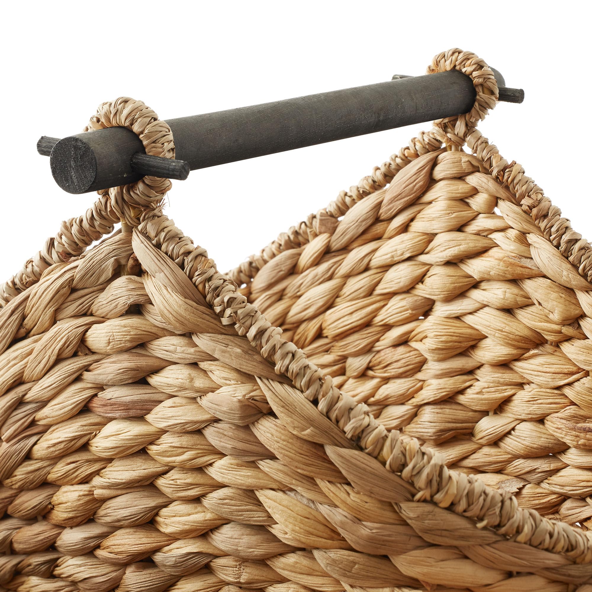 Casafield Toilet Paper Roll Storage Basket with Magazine Holder, Natural - Woven Water Hyacinth Wicker Bathroom Bin for Bath Tis
