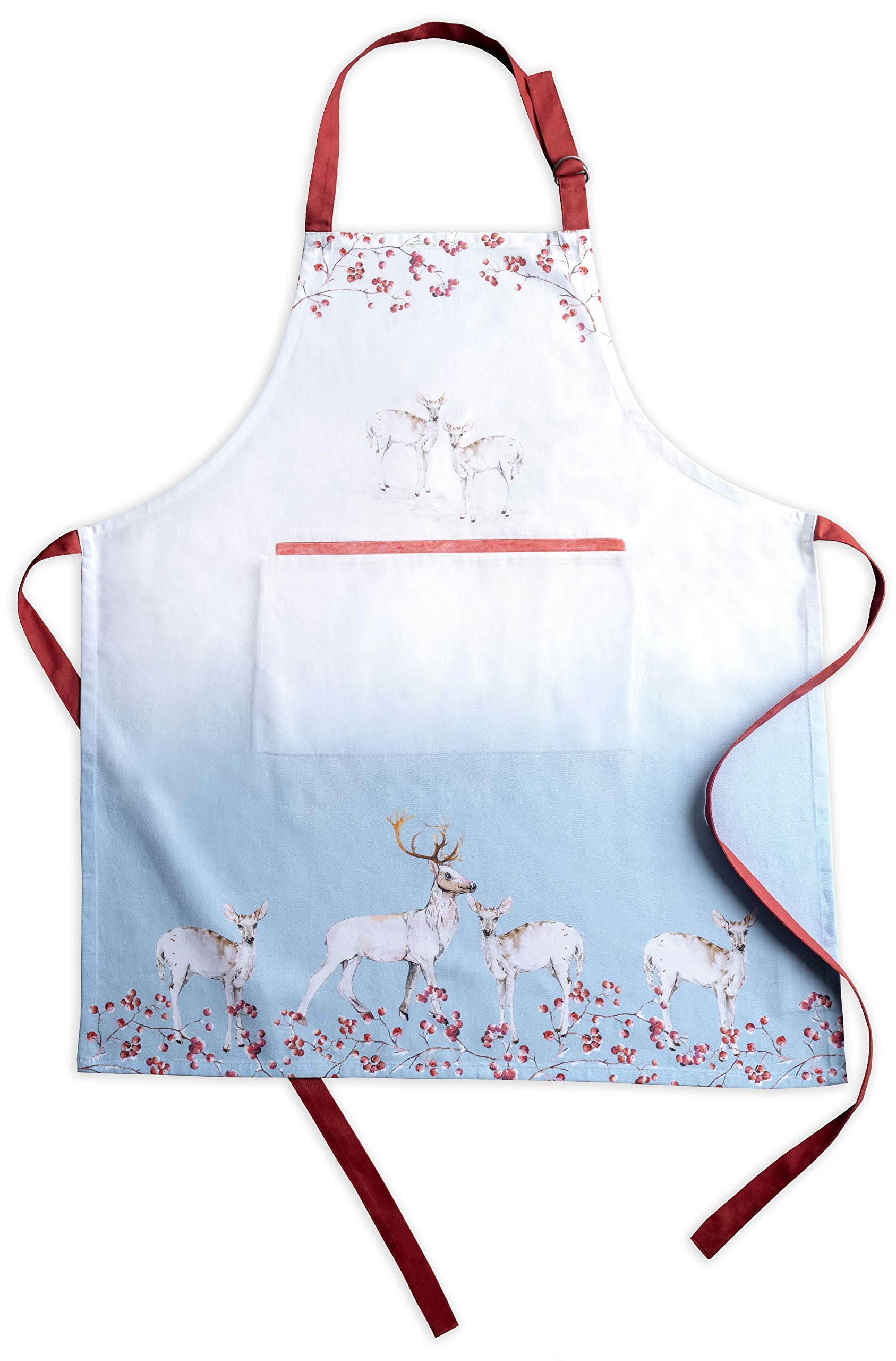 Maison D' Hermine Fairytale Forest 100% Cotton 1 Piece Kitchen Apron With An Adjustable Neck & Hidden Centre Pocket With Long Ti