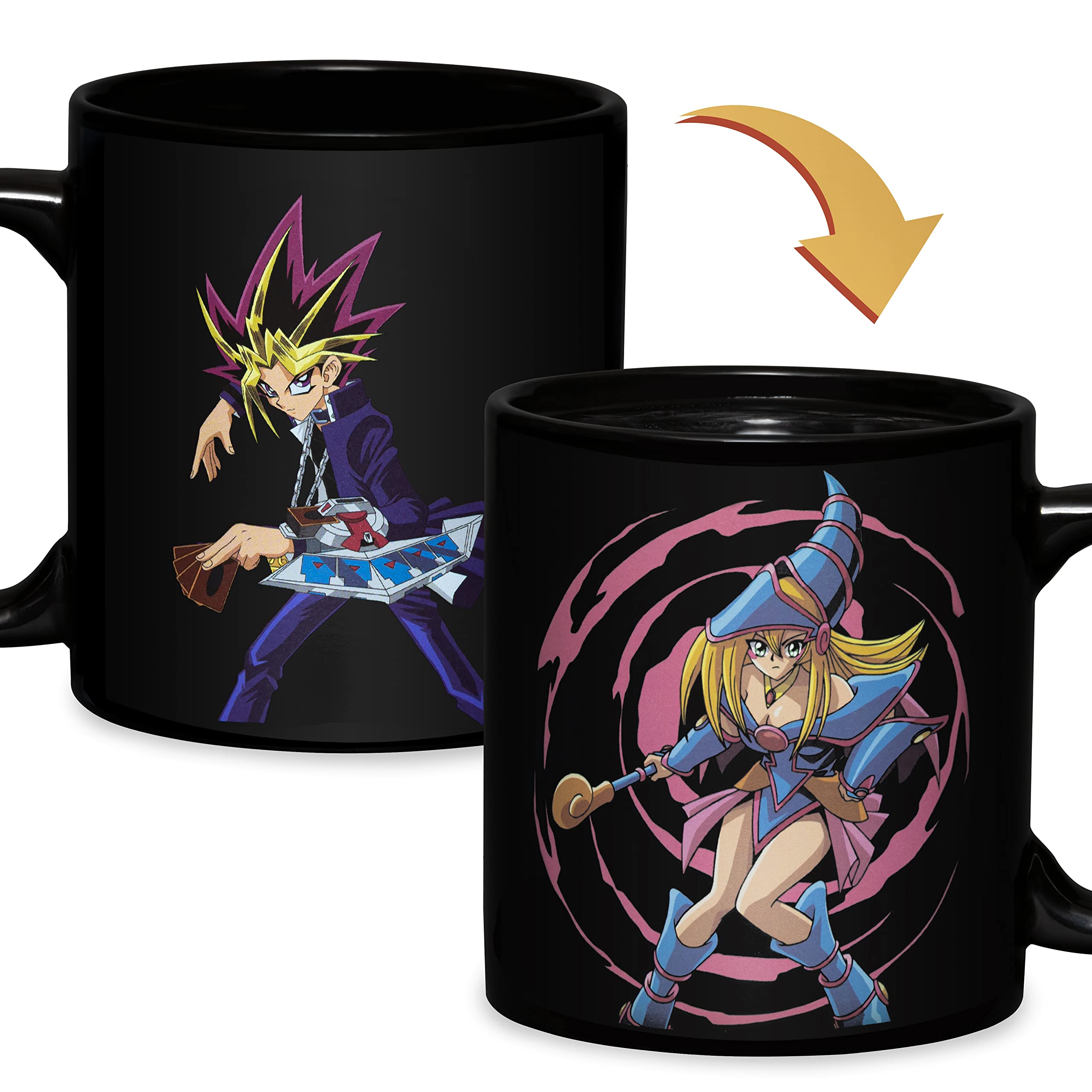 Surreal Entertainment Yu-Gi-Oh Yugi And Dark Magician Girl Monster Heat Change Ceramic Coffee Mug Black