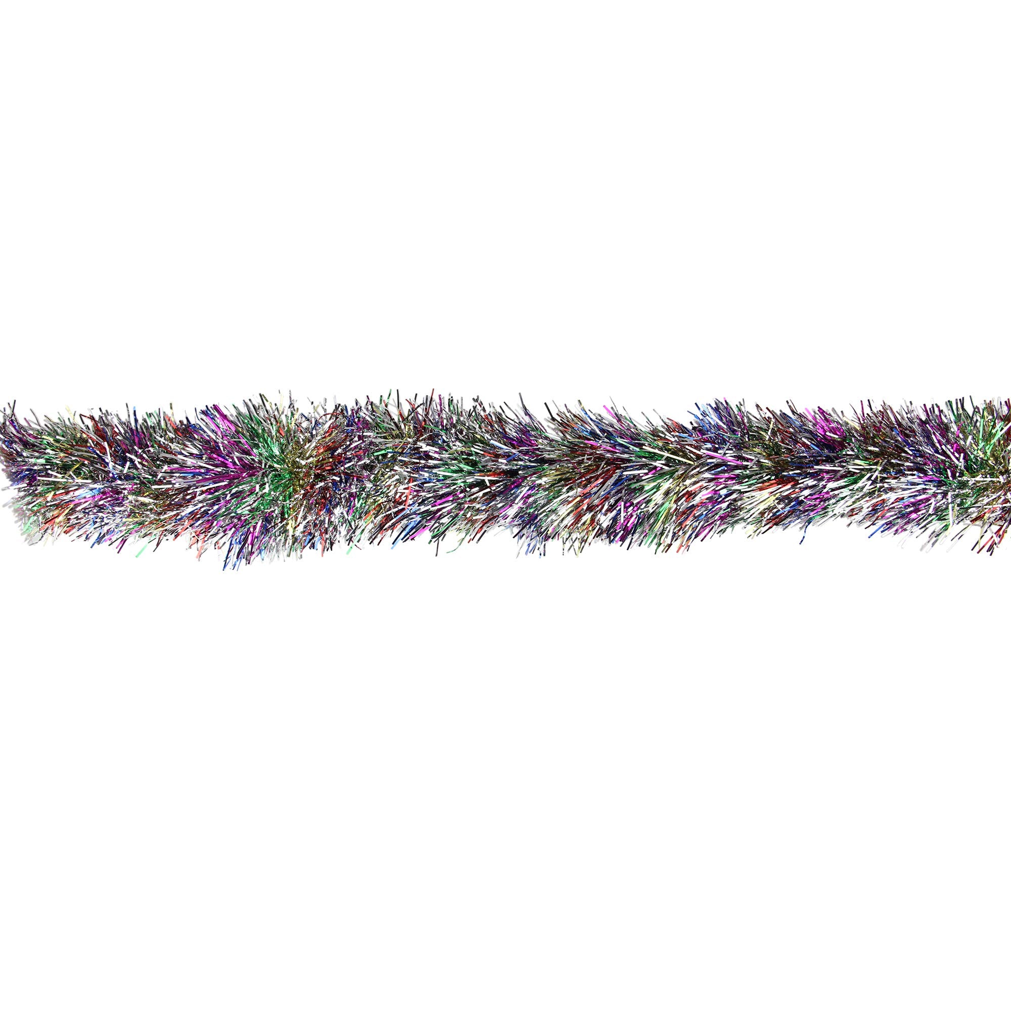 Northlight Festive Shiny Rainbow Colored Christmas Foil Tinsel Garland Unlit-8 Ply, 50', Multi