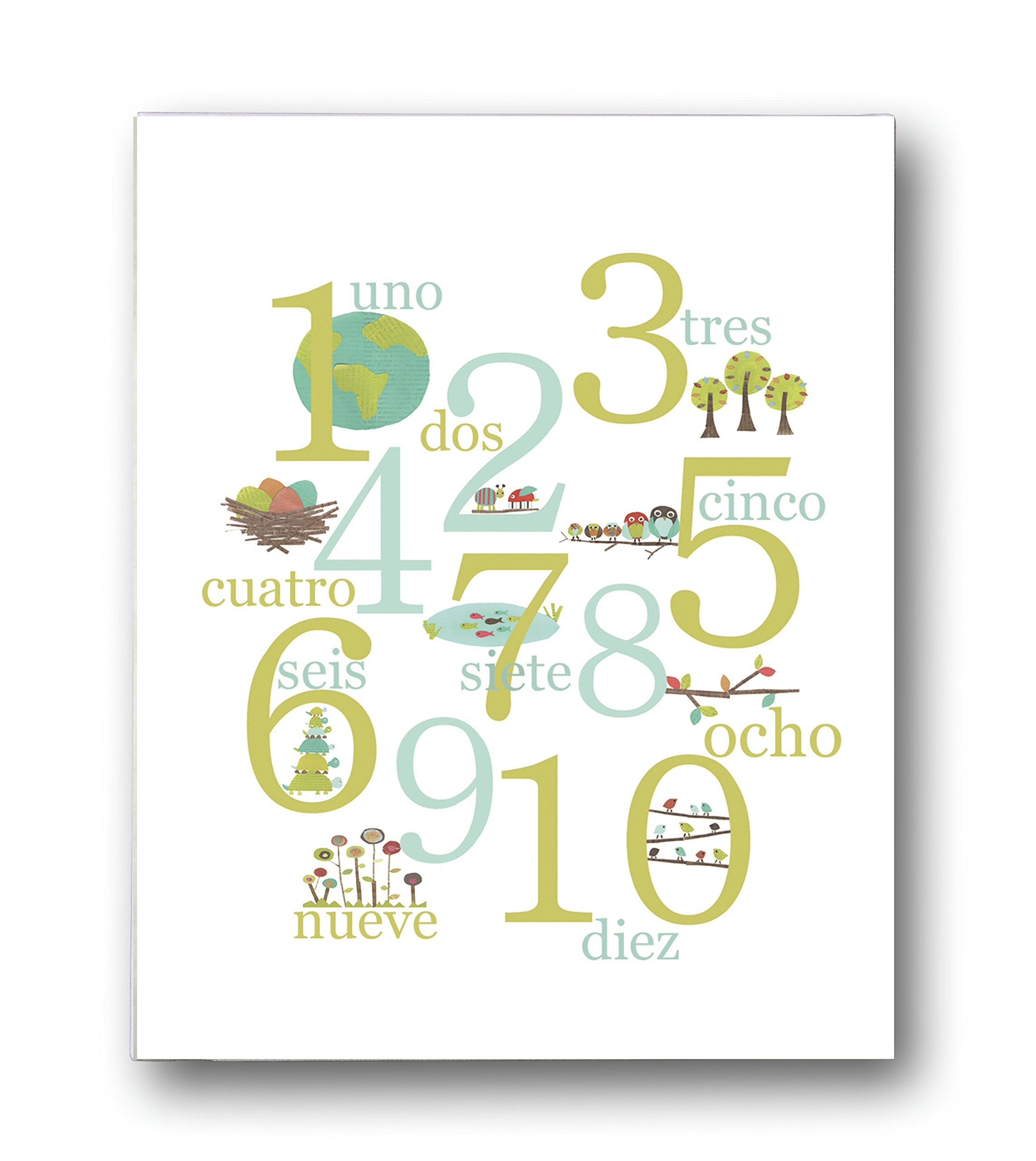 Kid 'S Spanish Nature Themed Number Wall Art Print 11X14, Nursery Decor, Counting Poster, Kid 'S Wall Art Print, Kid 'S Room Dec