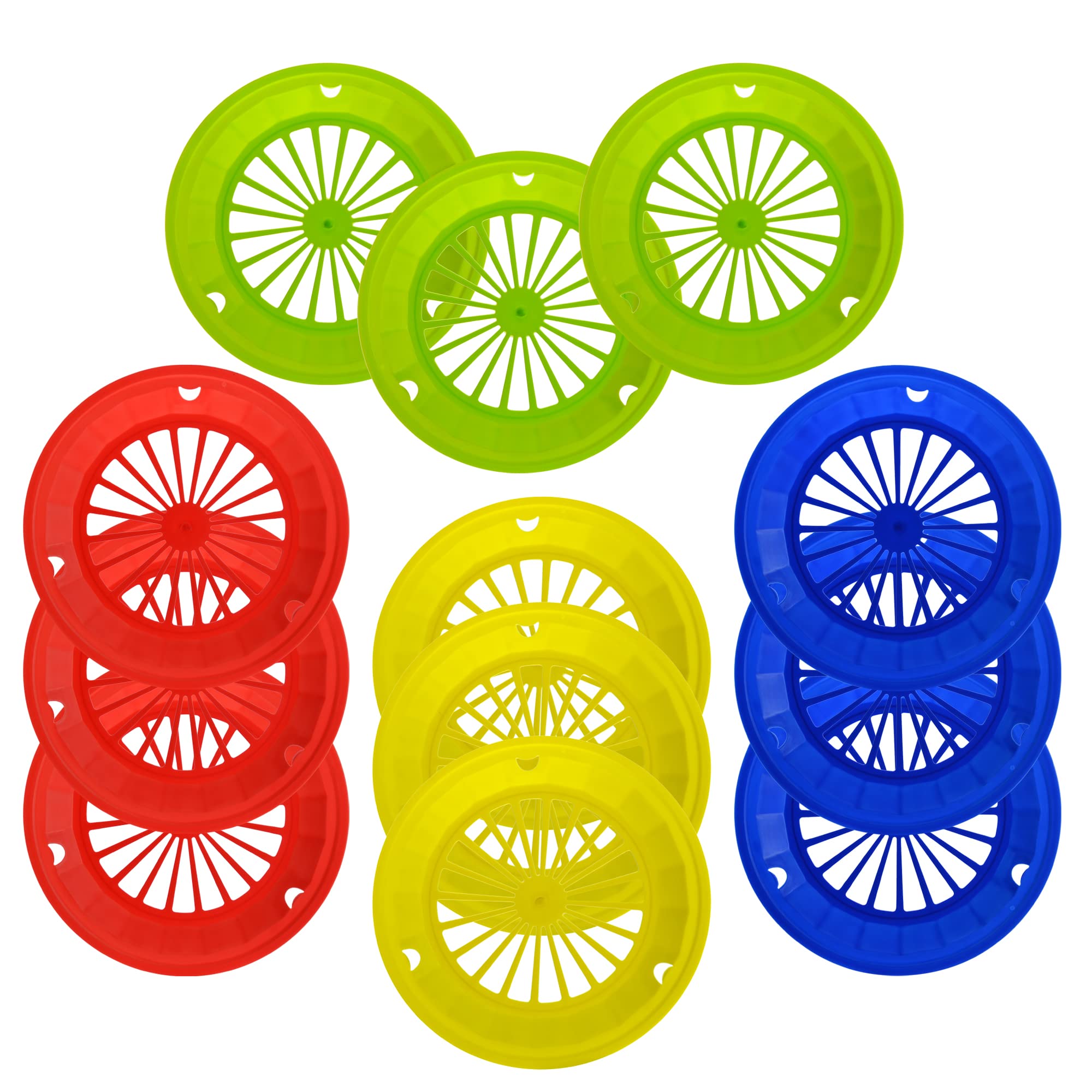 Roe & Moe Set of 12 Reusable Paper Plate Holders 10.4 in Assorted Vibrant Colors - Fits 9 Paper Plates - Sturdy and Firm, Great 