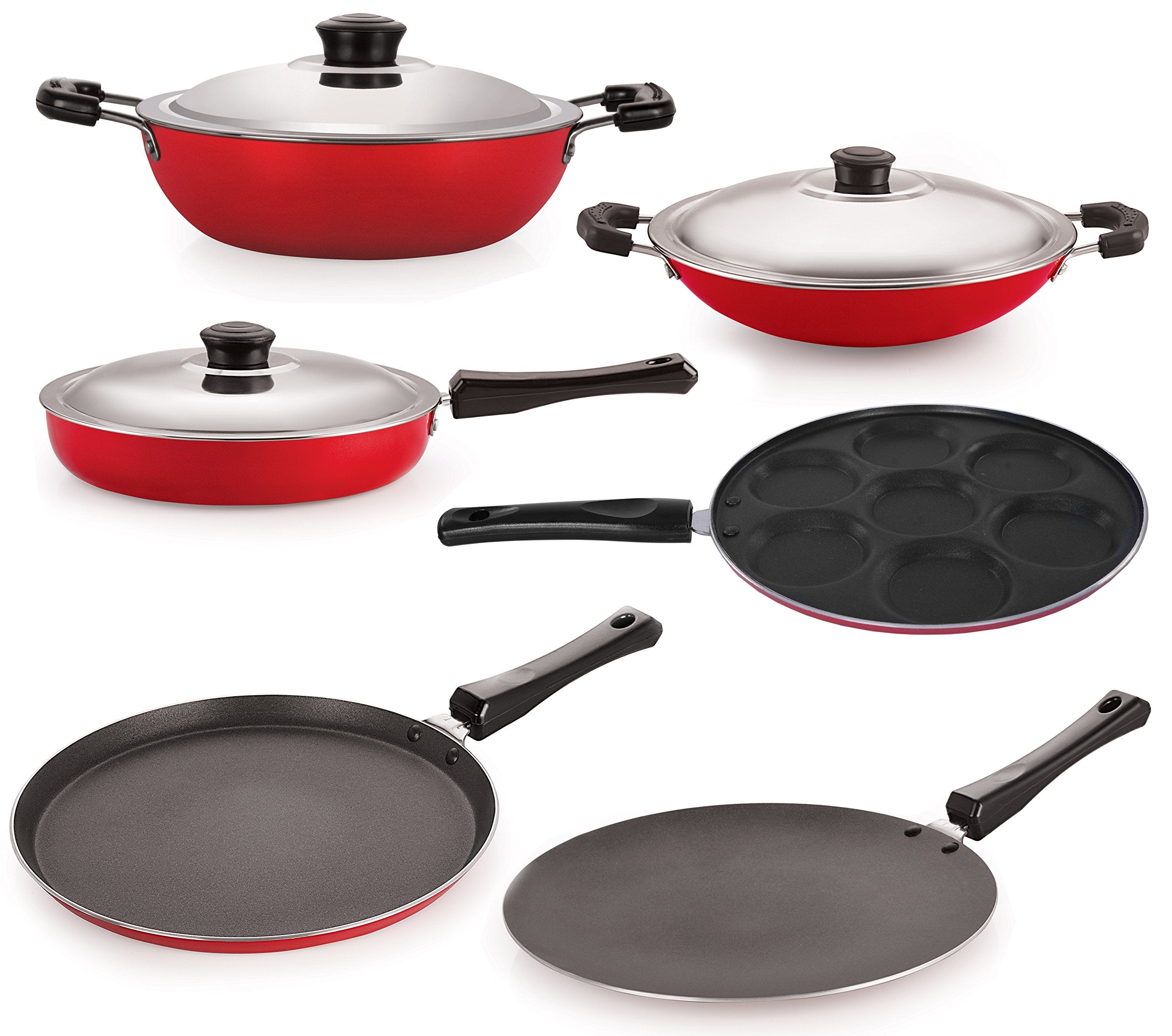 Nirlon NonStick 6 Piece Aluminium Cookware With Steel Lid