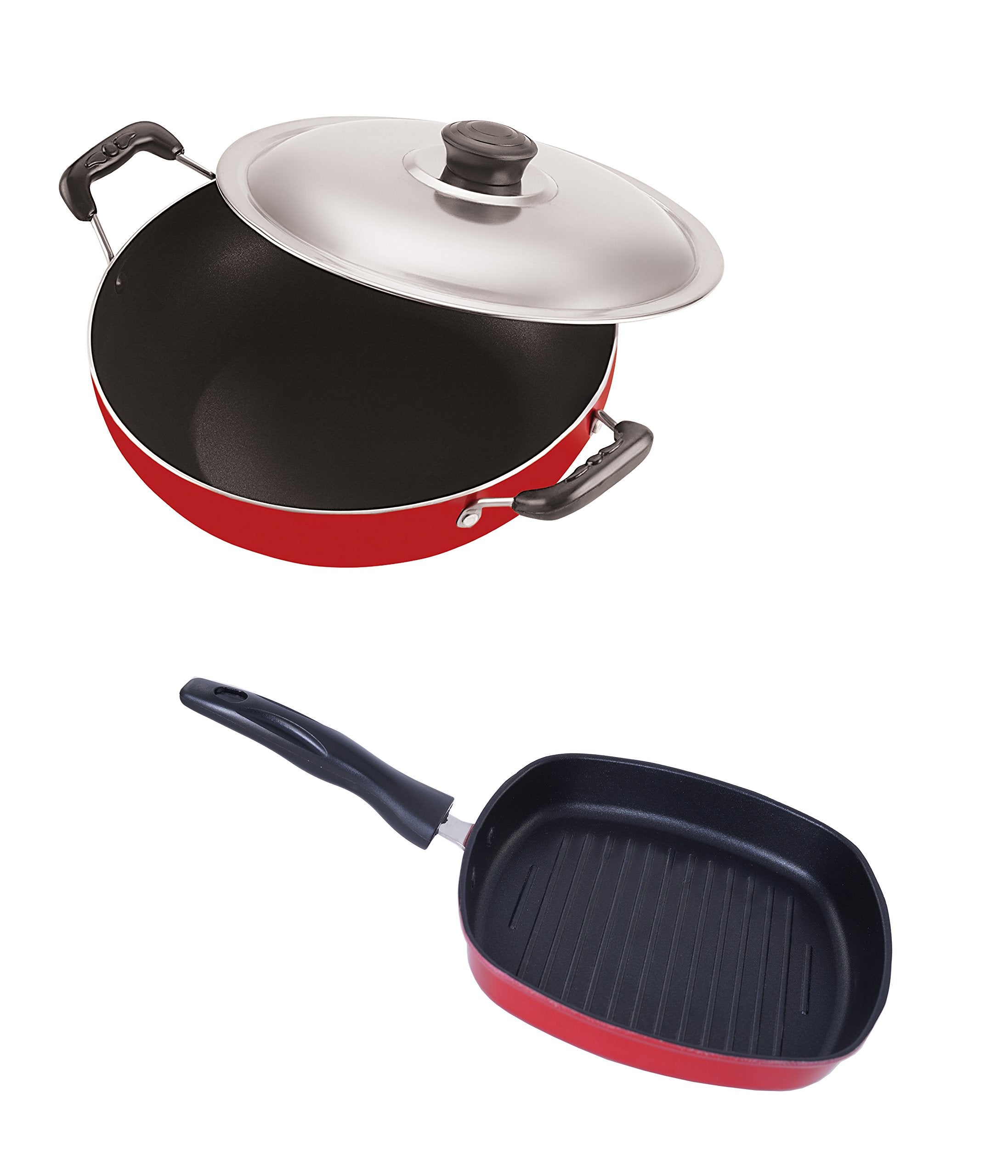 Nirlon NonStick Gas Compatible Stain Free Kitchenware Essential Set With Bakelite Handle, 2.6Mm_Dkd(M)_Gp(22.5)