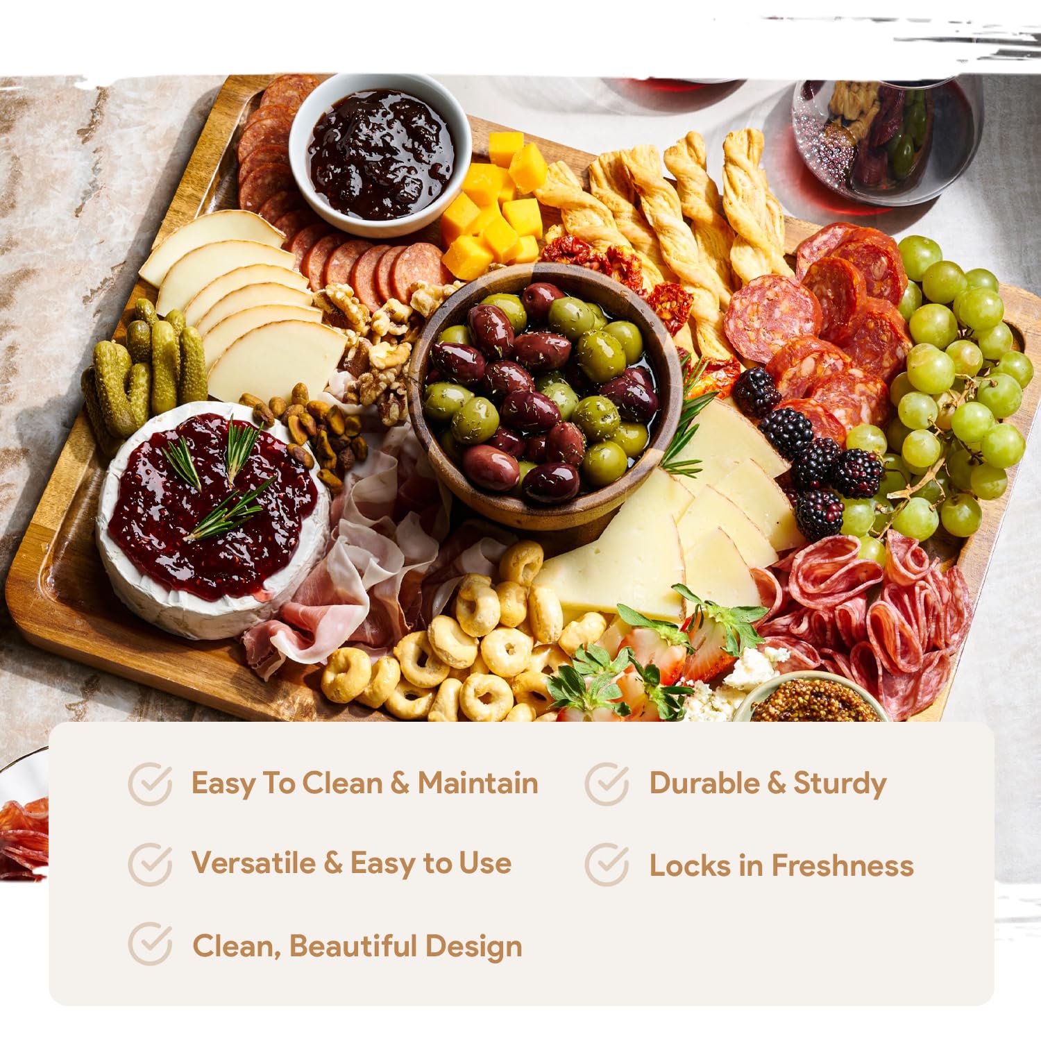 Homesphere Acacia Wood Cake Stand With Lid - Rectangular Cake Holder, 2-In-1 Dessert Table Display Set & Charcuterie Board For C