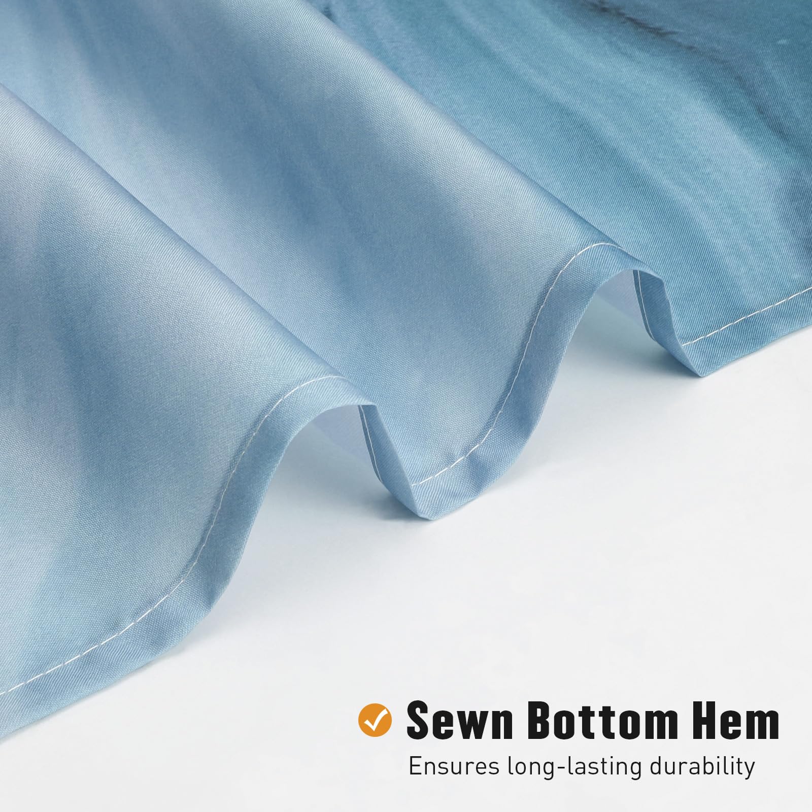 Mitovilla Blue Marble Extra Long Shower Curtain Set 72 X 84, Modern Ombre 84 Inch Xl Shower Curtains For Chic Bathroom Decor, Ab