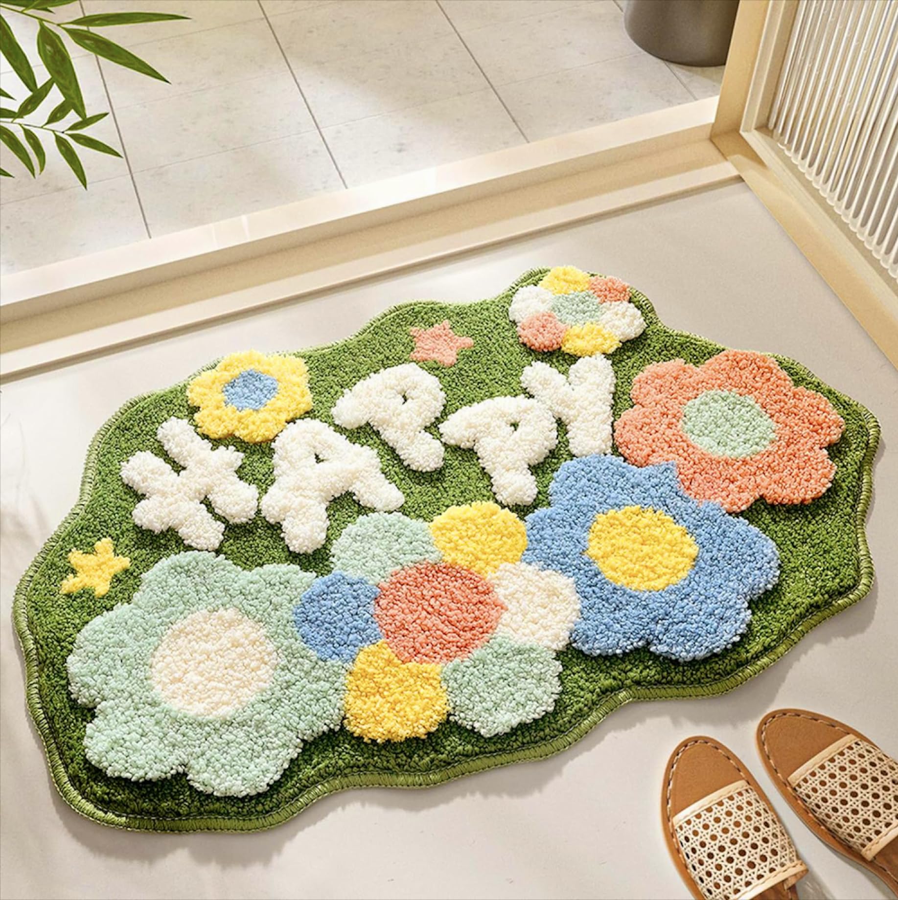 Roseate Happy Super Soft Anti-Skid (50X80 Cm) Super Absorbent Mats Microfiber 2000 Gsm Mat For Bathroom/Kitchen/Door Mats For Ho