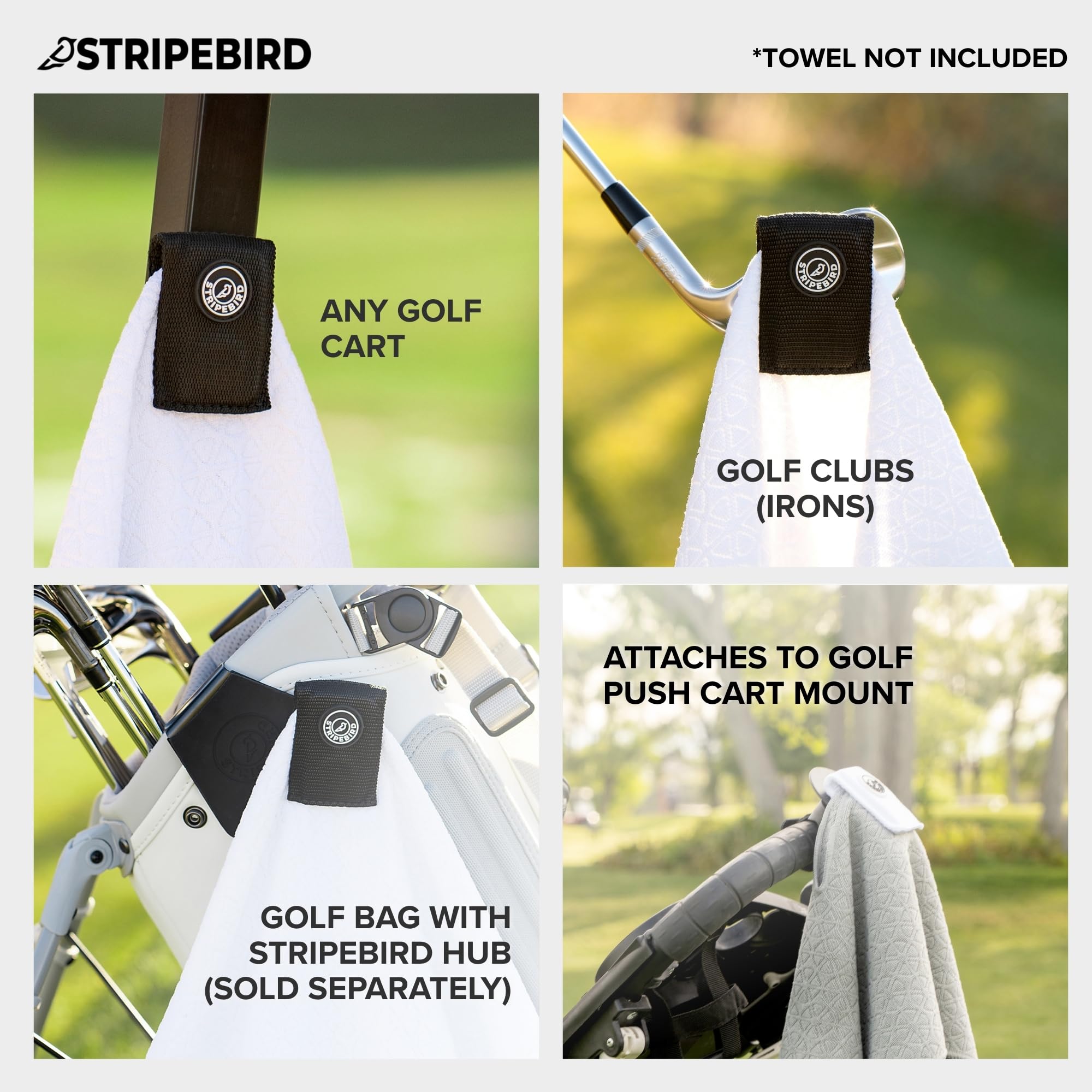 Stripebird - Magnetic Clip for Any Golf Towel (Stealth Black) - Highest Strength Magnet - Easily Access Golf Towel While You Golf - Removable from Towels