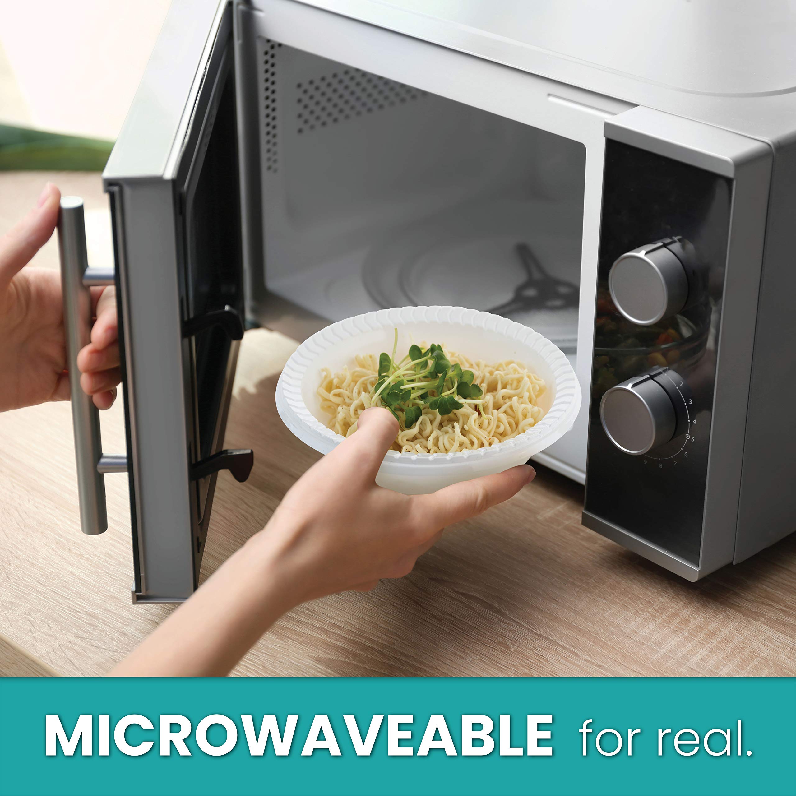 Plasticpro Round Plastic 12 Ounce Bowls Microwaveable, Disposable, White, Dinnerware 100 Count