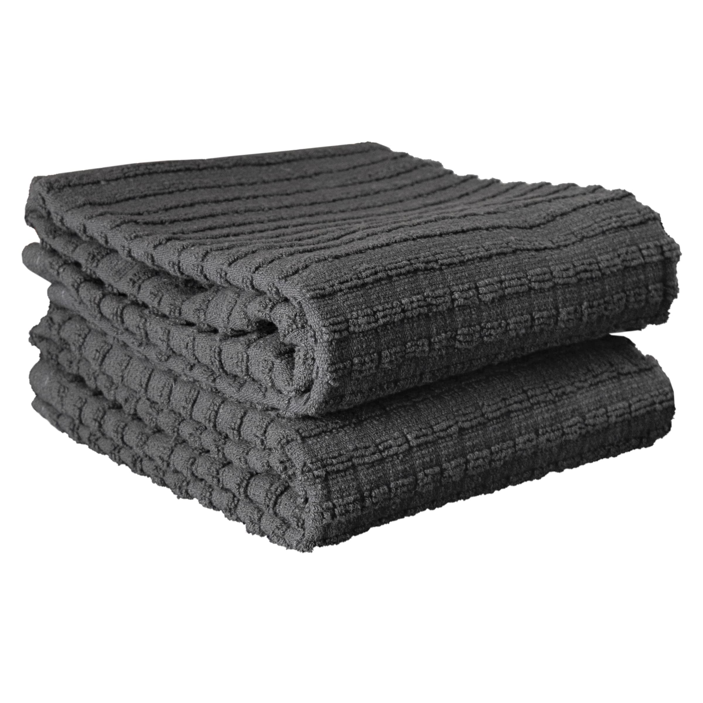 Ritz Royale Collection 100% Combed Terry Cotton, Highly Absorbent, Oversized, Kitchen Towel Set, 28 X 18, 2-Pack, Solid Graphite