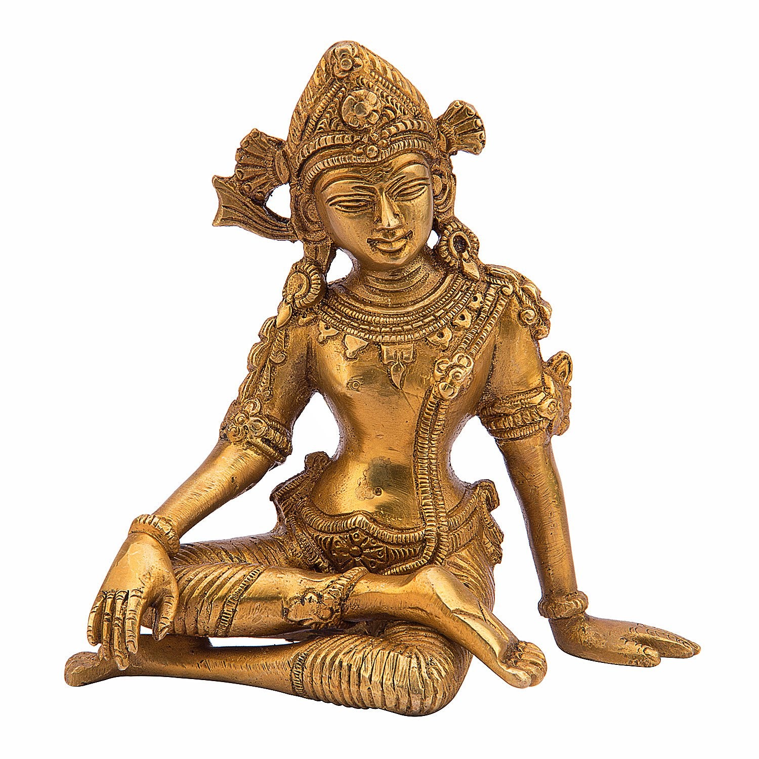 Kartique Indra Dev Sitting Murti | Gold Finish 6 Inch Vastu Decor For Home | Mandir Showpiece For Housewarming Gift | Indra Dev 