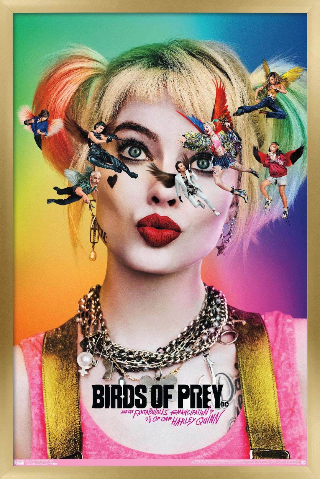 Trends International Dc Comics Movie - Birds Of Prey - Teaser Wall Poster, 14.725'' X 22.375'', Gold Framed Version