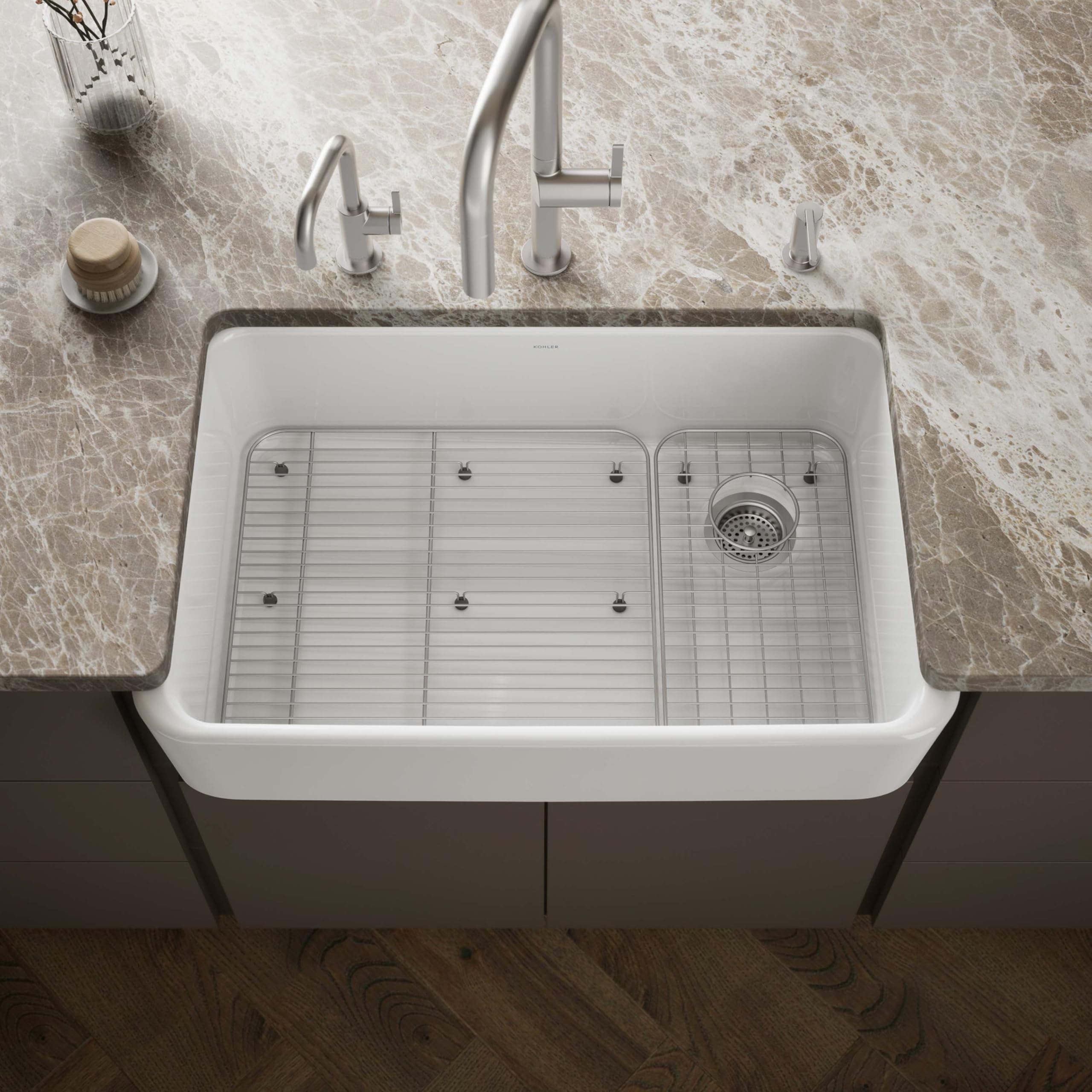 Kohler Ironridge 34 undermount single-bowl farmhouse kitchen sink K-24268-0 White