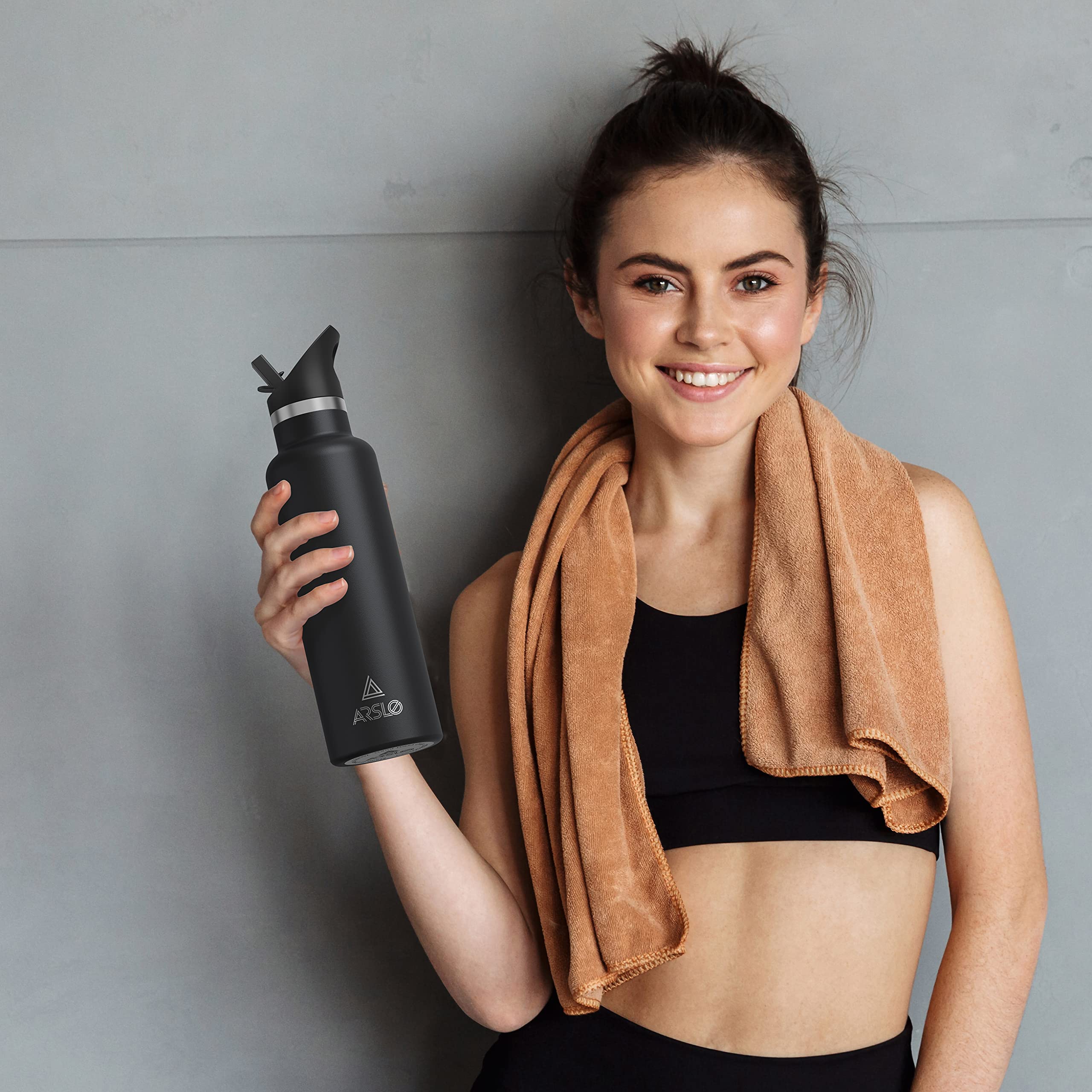 Stainless Steel Double Wall Water Bottles 25Oz, Vacuum Insulated Bottle With Straw Lid, Insulated Water Bottle Keeps Water Cold