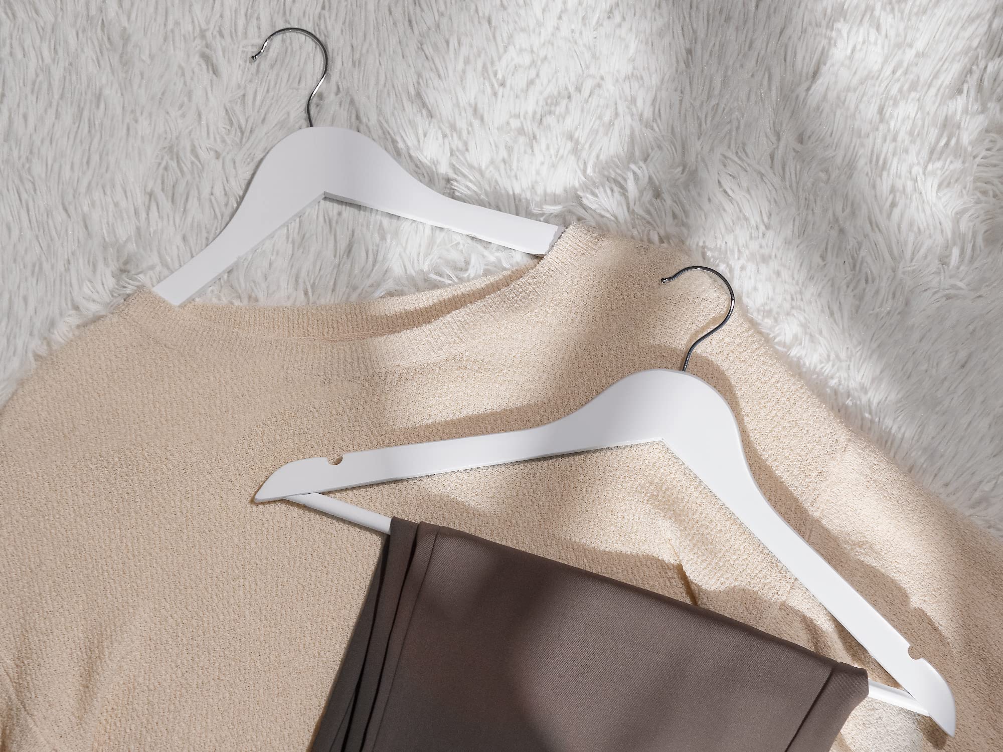 Storageworks White Wood Hanger, Natural Wood Hangers 30 Pack, White Wooden Hangers For Closet, Wooden Coat Hangers For Coats, Sh