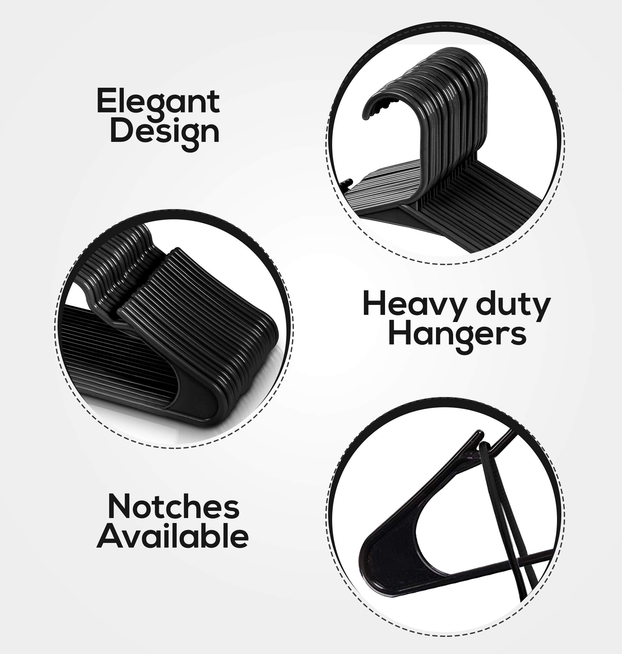 Utopia Home Black Hangers (50 Pack Plastic Hangers) - Space Saving Clothes Hangers - Durable Coat Hanger with Shoulder Grooves