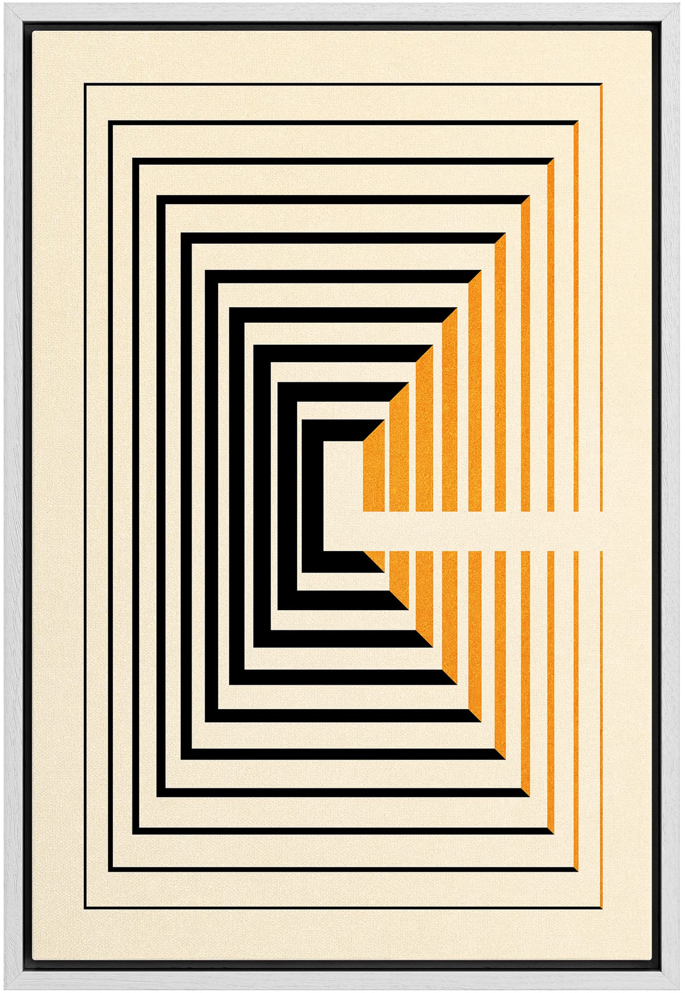 Wall26 Framed Canvas Print Wall Art Geometric Mid-Century 3D Yellow Black Polygon Square Abstract Shapes Illustrations Minimalis