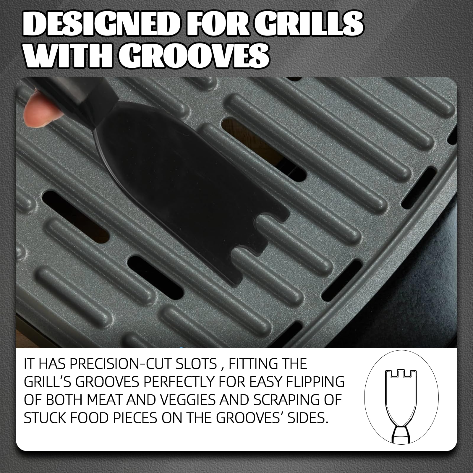 Tongass 2-Pack Grill Scraper For George Foreman Indoor Grills  Most Other Indoor Grills With Grooves, Heat-Resistant Grill Spatu
