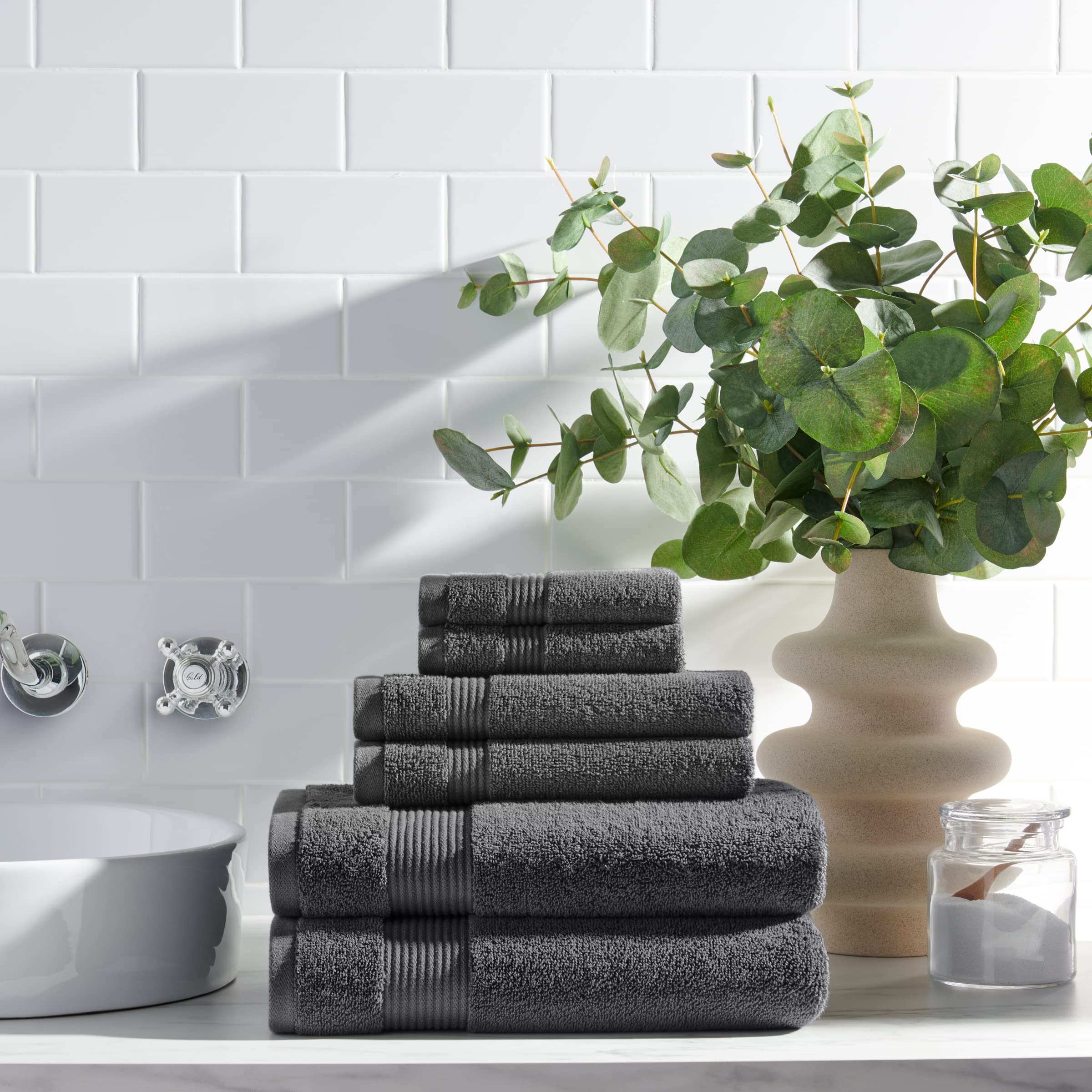 Arkwright Bath Towels Set Of 6 - Super Soft 100% Cotton, 600 Gsm Quick Dry & Absorbent, Luxury Bathroom Essentials With 2 Shower