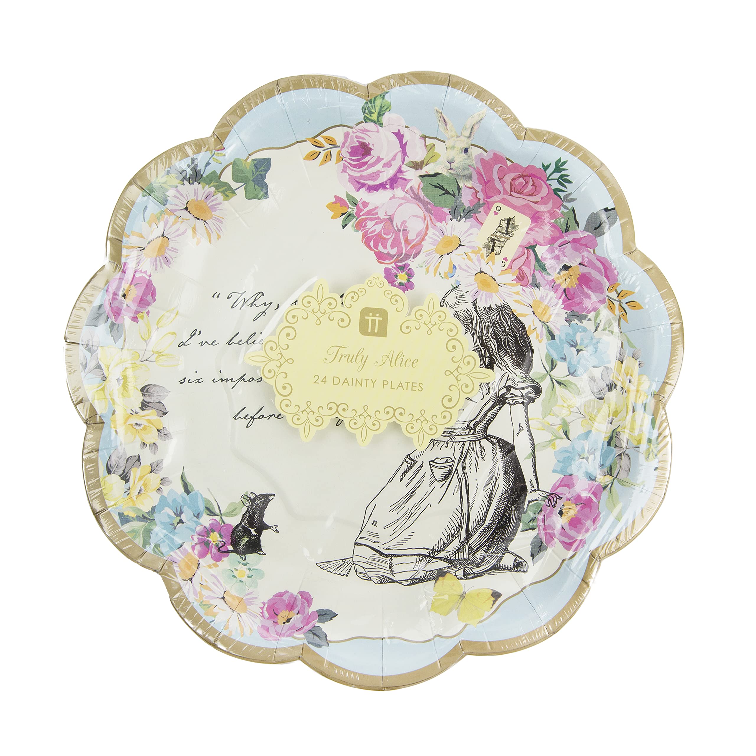 Talking Tables Pack Of 24 Alice In Wonderland Themed Disposable Paper Plates | Supplies For Mad Hatter Tea Party, Birthday, Baby