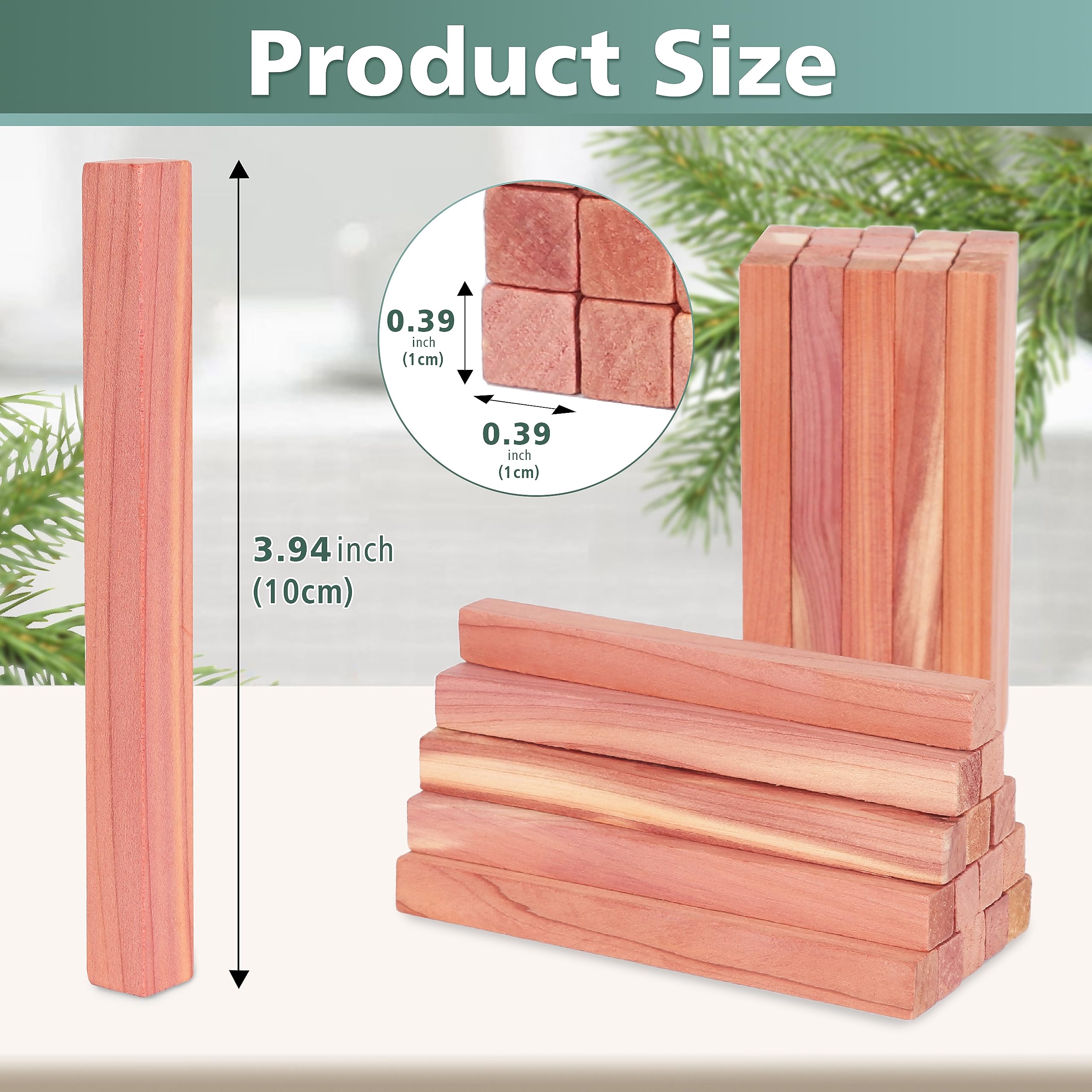 Univivo 50Pcs Cedar Sticks, 100% Aromatic Red Cedar Blocks For Closet Storage, Wardrobe, Closets Drawers