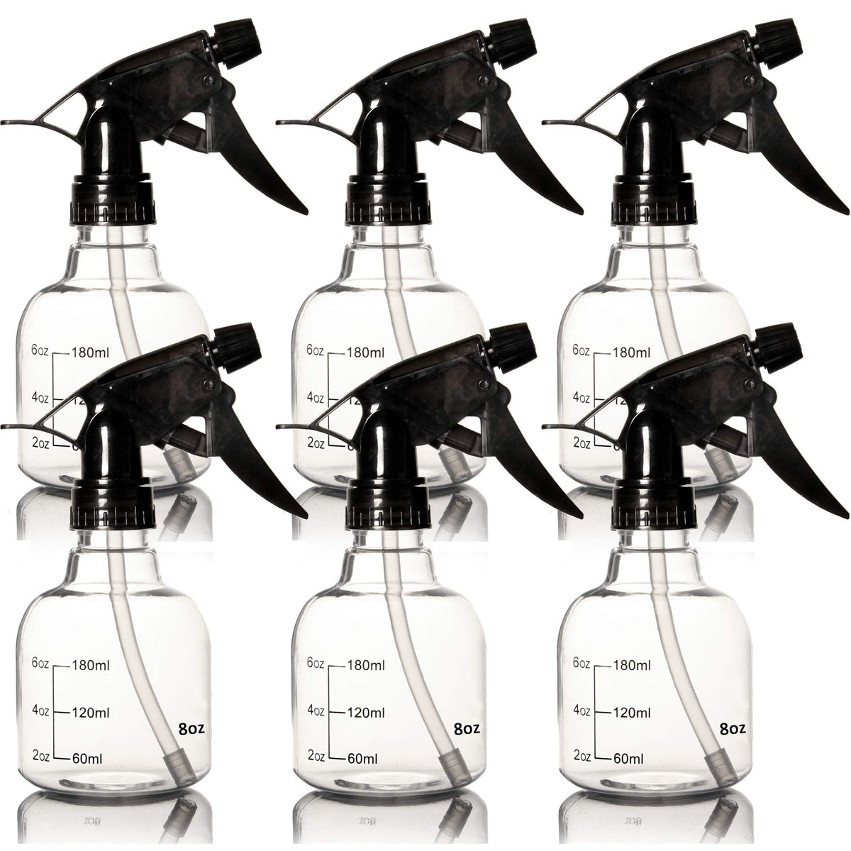 Youngever 6 Pack Empty Plastic Spray Bottles, Spray Bottles For Hair And Cleaning Solutions (8 Ounce)
