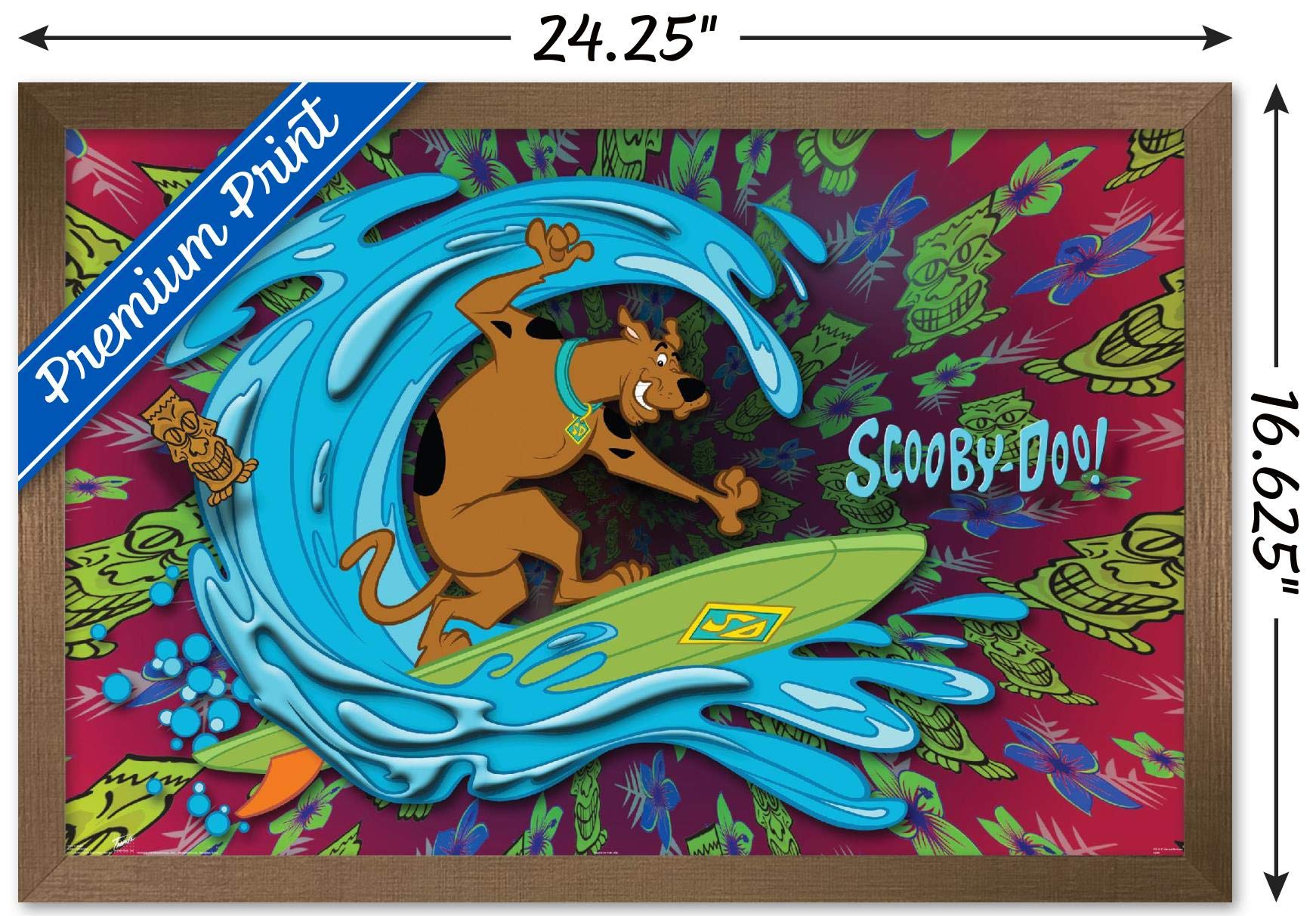 Trends International Scooby-Doo - Surf Wall Poster, 14.725'' X 22.375'', Bronze Framed Version
