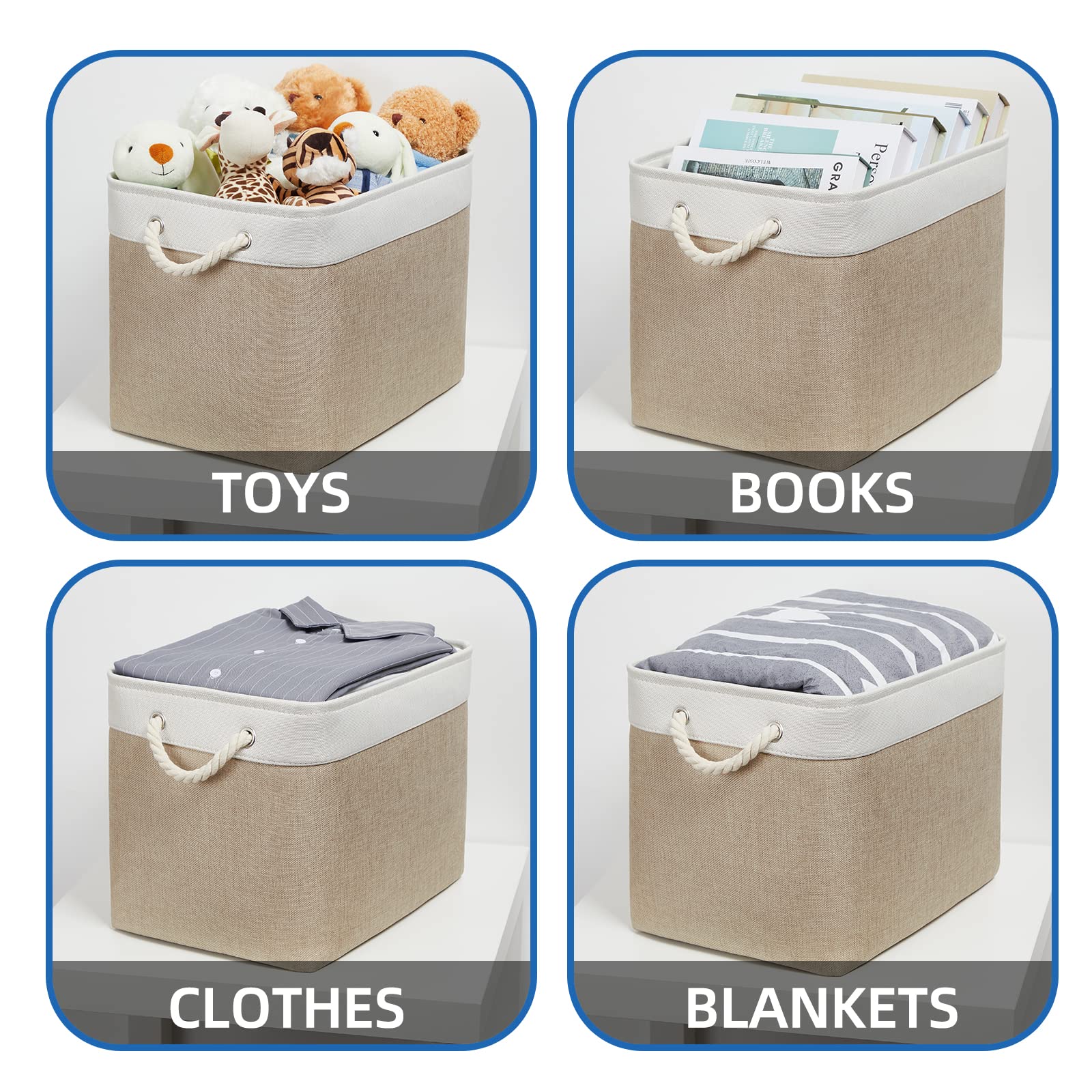 Temary Fabric Storage Baskets 2 Pack Decorative Storage Bins Basket For Gifts Empty Shelf Baskets With Handles For Organizing Ho
