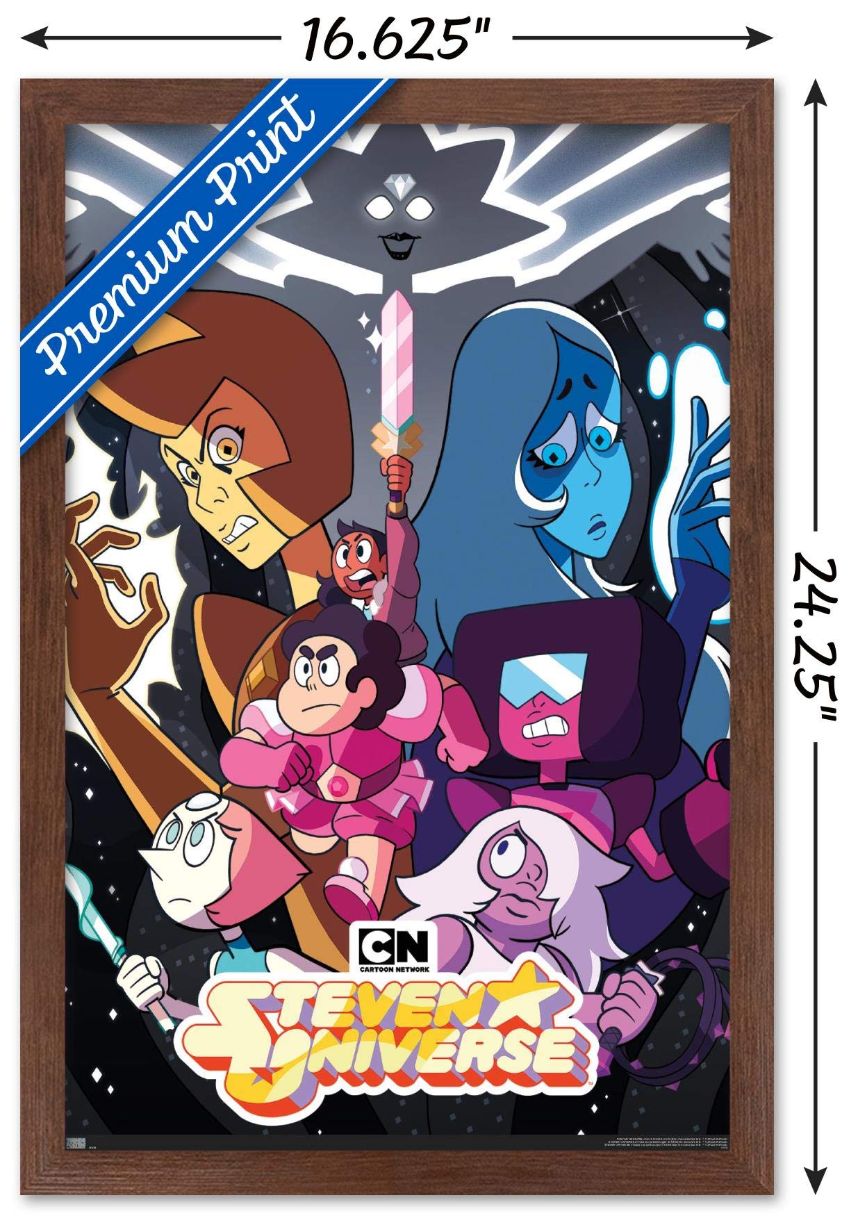 Trends International Steven Universe - One Sheet Wall Poster, 14.72'' X 22.37'', Mahogany Framed Version