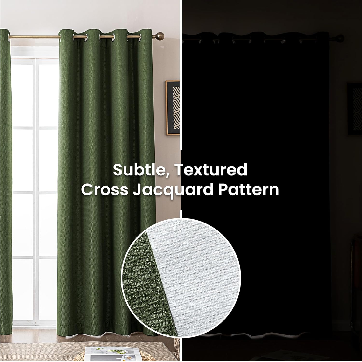Printed Modern Farmhouse Blackout Curtains for living Room - Sage Green