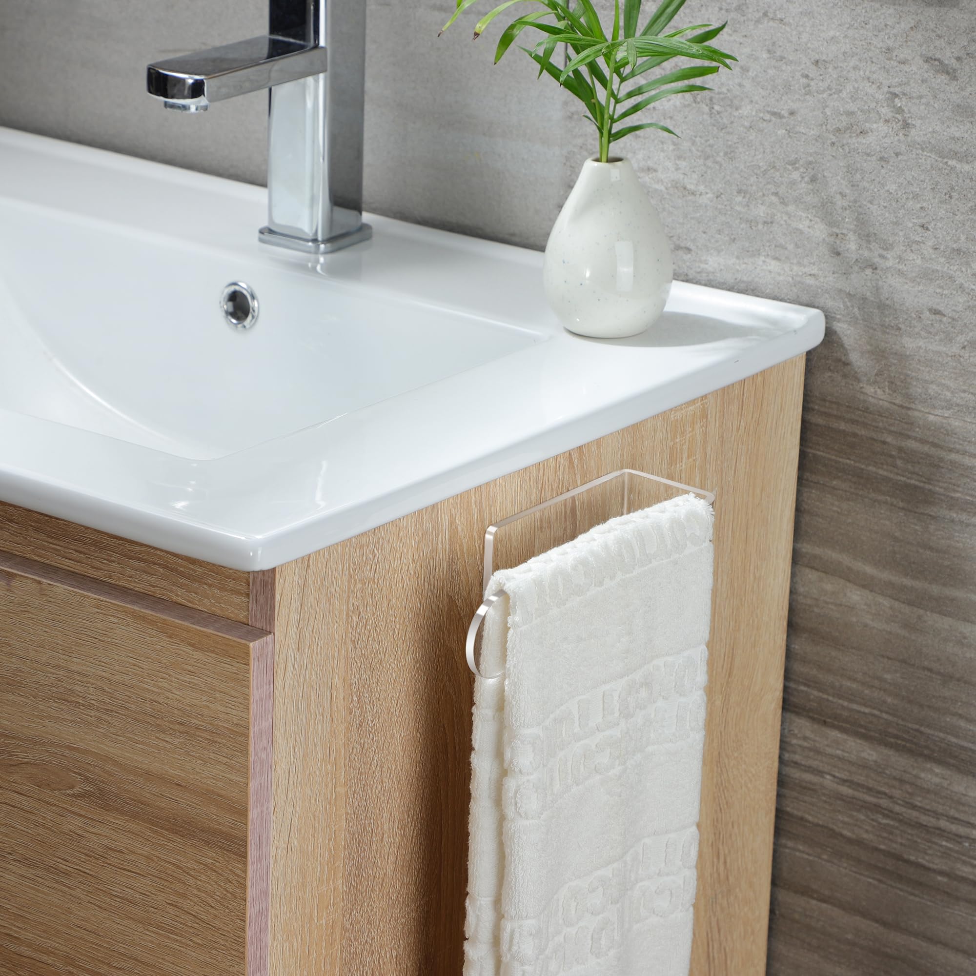 Taozun Hand Towel Holder/Clear Hand Towel Rack - Acrylic Plastics Towel Ring Self Adhesive Towel Bar For Bathroom Or Kitchen Wal
