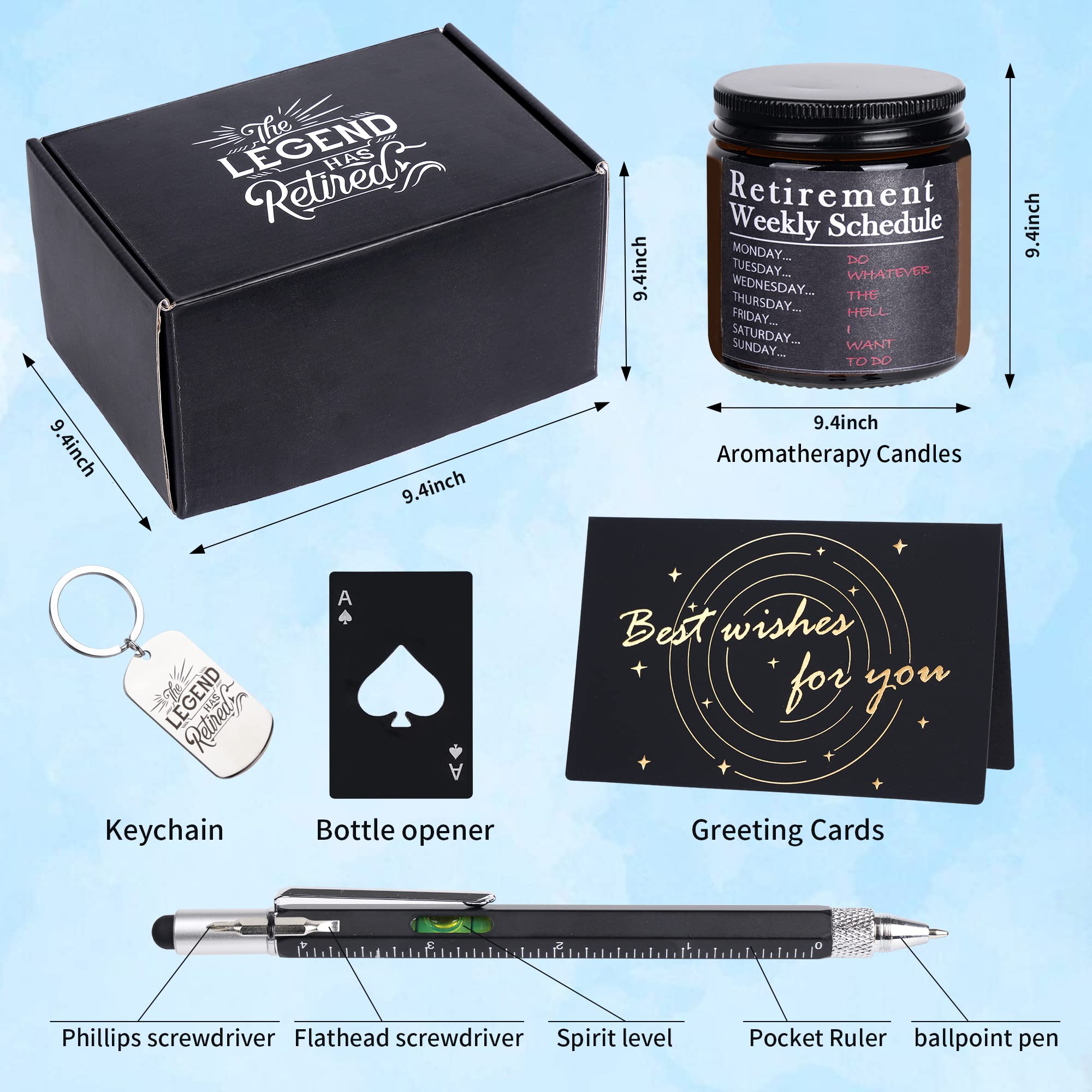 Kolewo4ever 9 Pcs Retirement Gifts for Men Christmas Gifts for Men 2025 Happy Retirement Gift for Coworker,Teachers,Dad,Grandpa