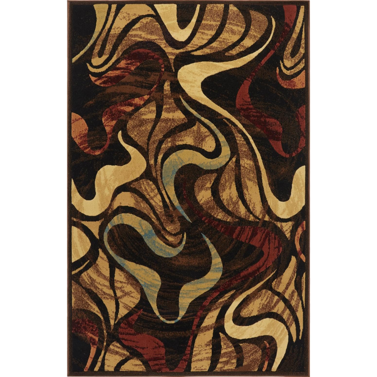 Home Dynamix Catalina Picasso Contemporary Abstract Area Rug, 33x52, Black/Brown, 33 x 52