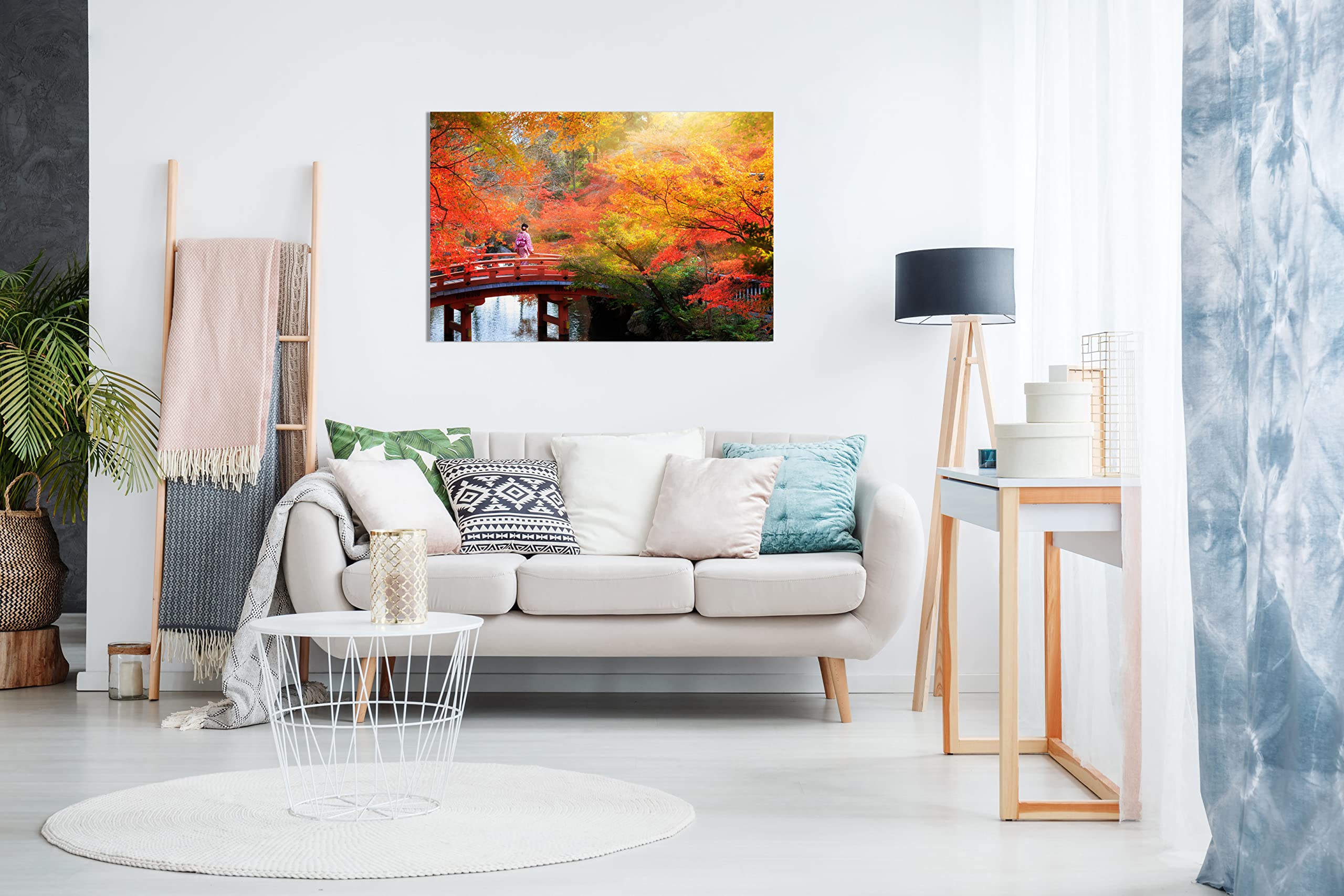 Japanese Autumn Leaves Trees Canvas Wall Art Picture Print (30X20)