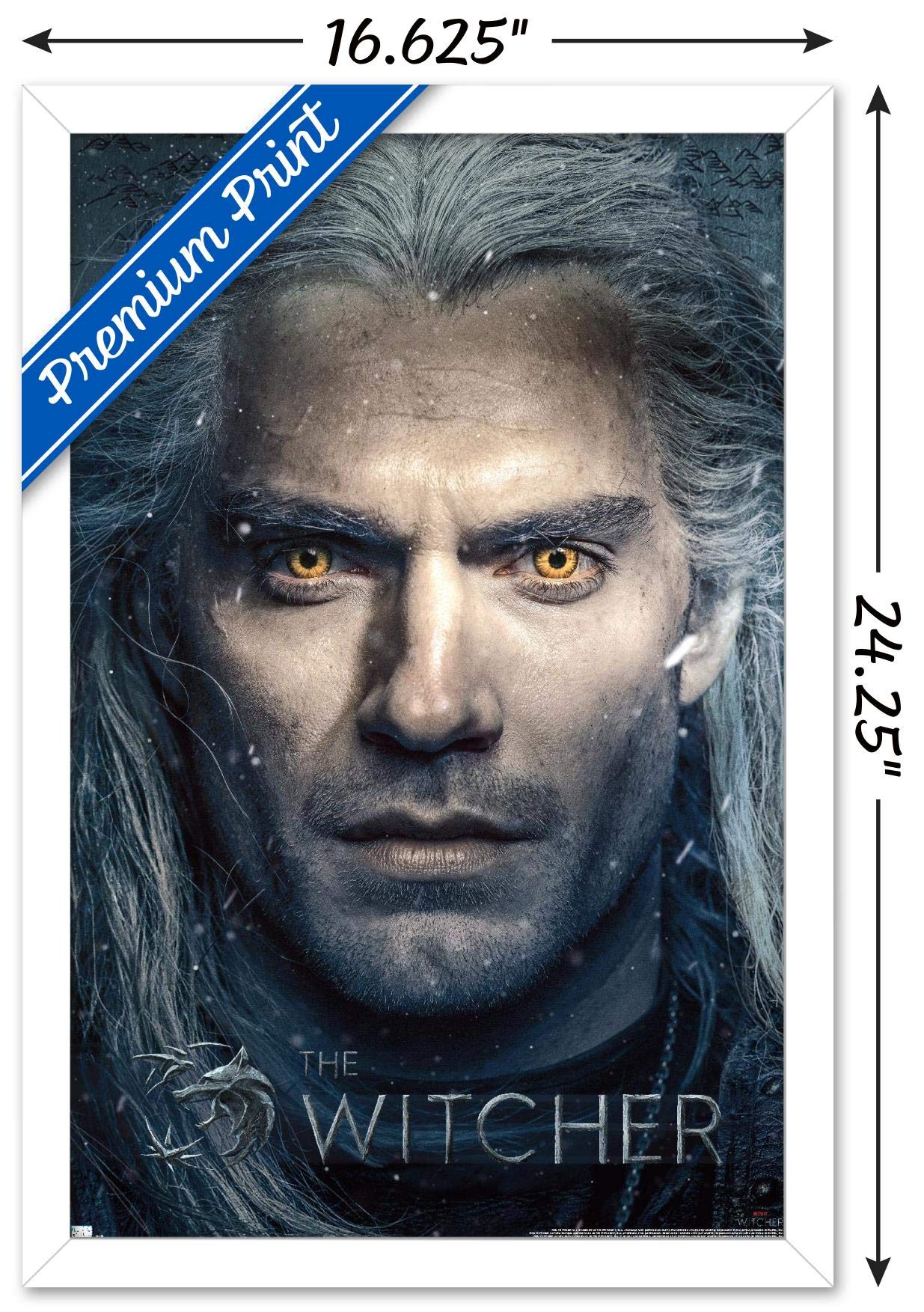 Trends International Netflix The Witcher - Closeup Wall Poster, 14.725'' X 22.375'', White Framed Version