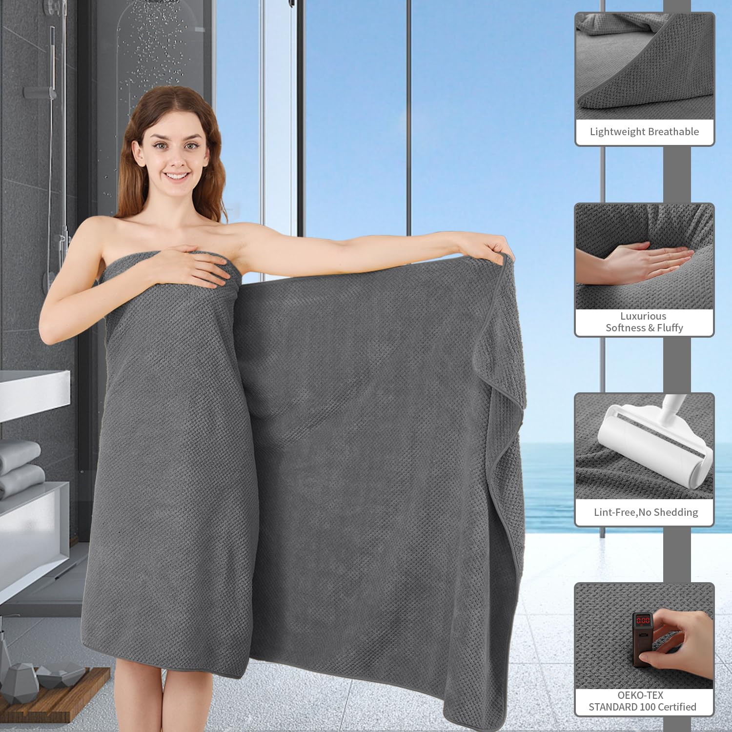 Dark Gray Hand Towels Set 2 Pack-16?31?Ultra Soft Microfibers Bathroom Towel Set Highly Absorbent Quick Dry Luxury Premium Towel Lightweight Durable Hand Towel Collection for Hotel Spa Gym Kitchen