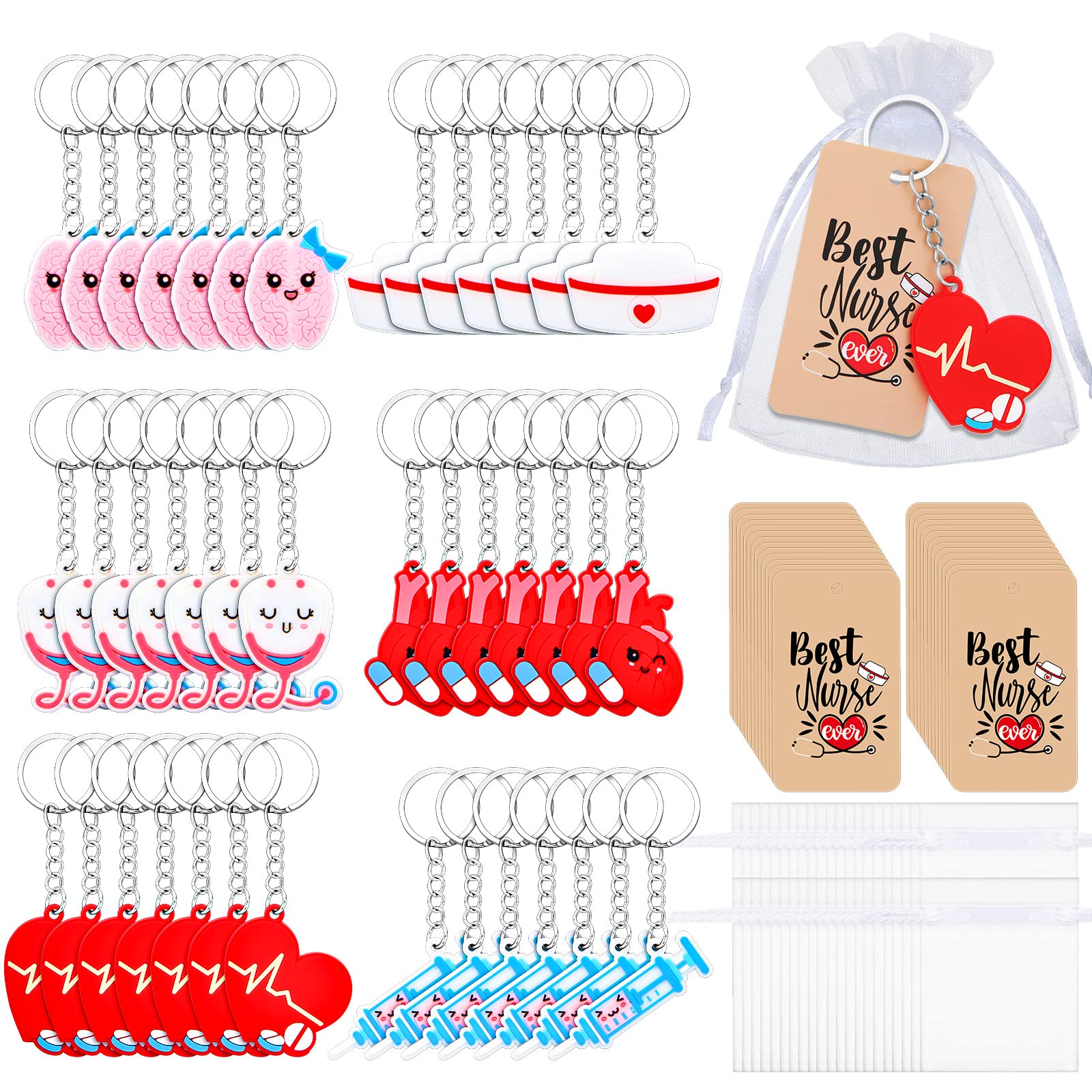 Sureio 36 Nurse Party Favors Set Include 36 Pcs Silicone Nurse Keychain 36 Best Nurse Ever Cards And 36 Drawstring Bags Nurse Gr
