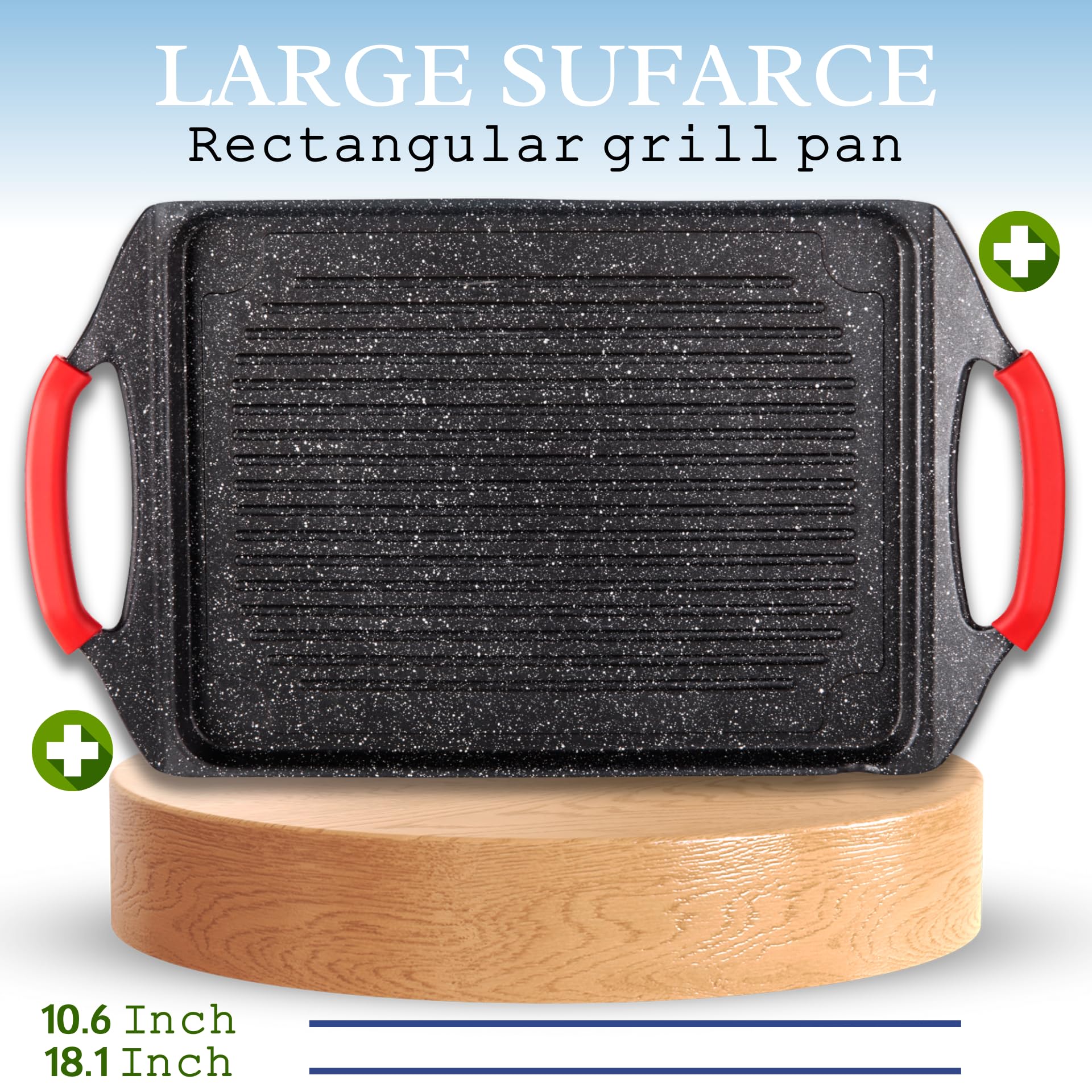 Moss & Stone Griddle Aluminum Bbq Rectangle Indoor Grill Pan, Aluminum Non-Stick Flat Top Griddle, Perfect For Fish Vegetables &