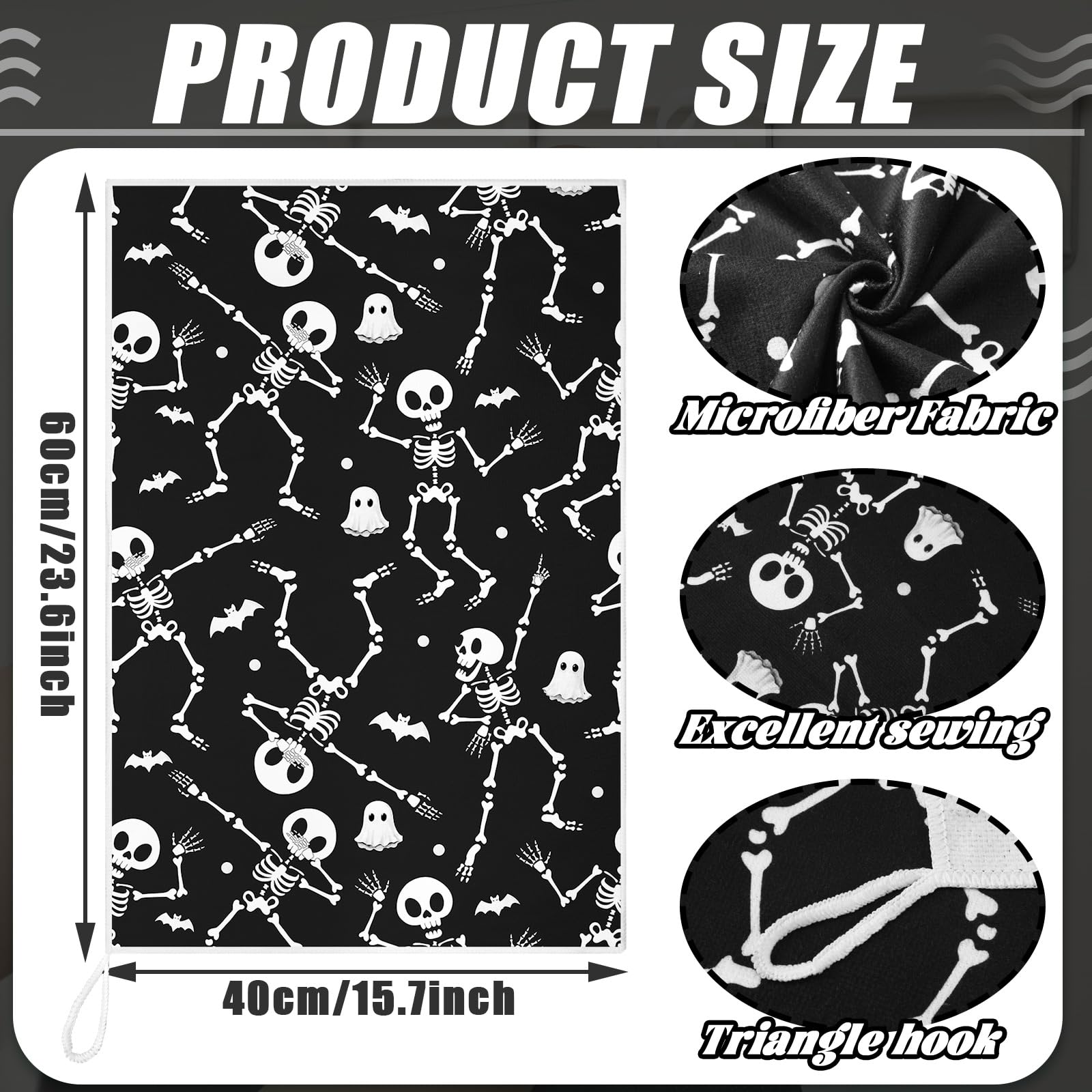 Bencailor 6 Pcs Spooky Christmas Kitchen Towels Skull Ghost Boo Gothic Christmas Dish Hand Towels Skeleton Tea Washcloth for Hor