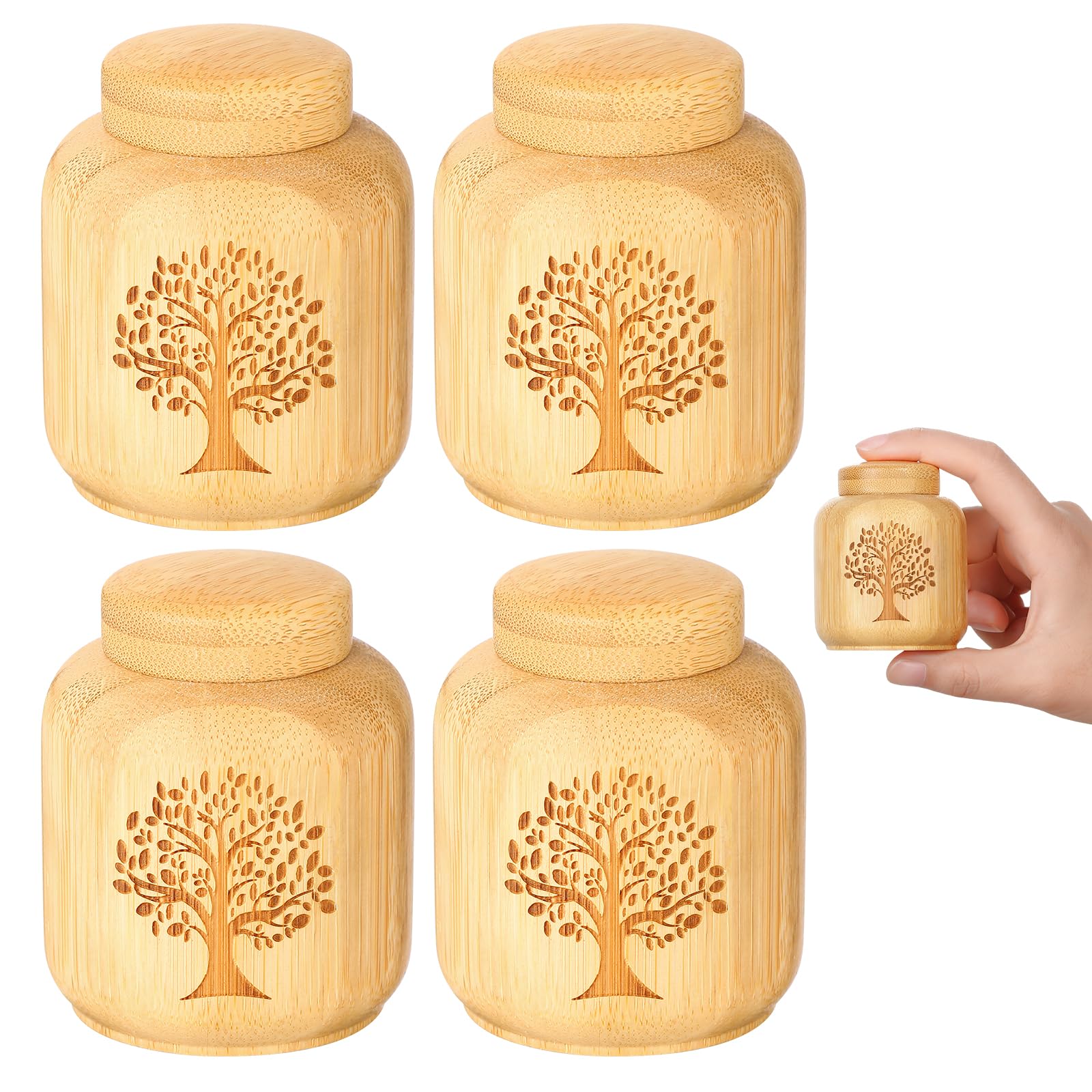 Mini Urns for Human Ashes Made of Bamboo - Small Keepsake With Tree of Life Pattern Engraved - Biodegradable Urn for Pet Ashes -