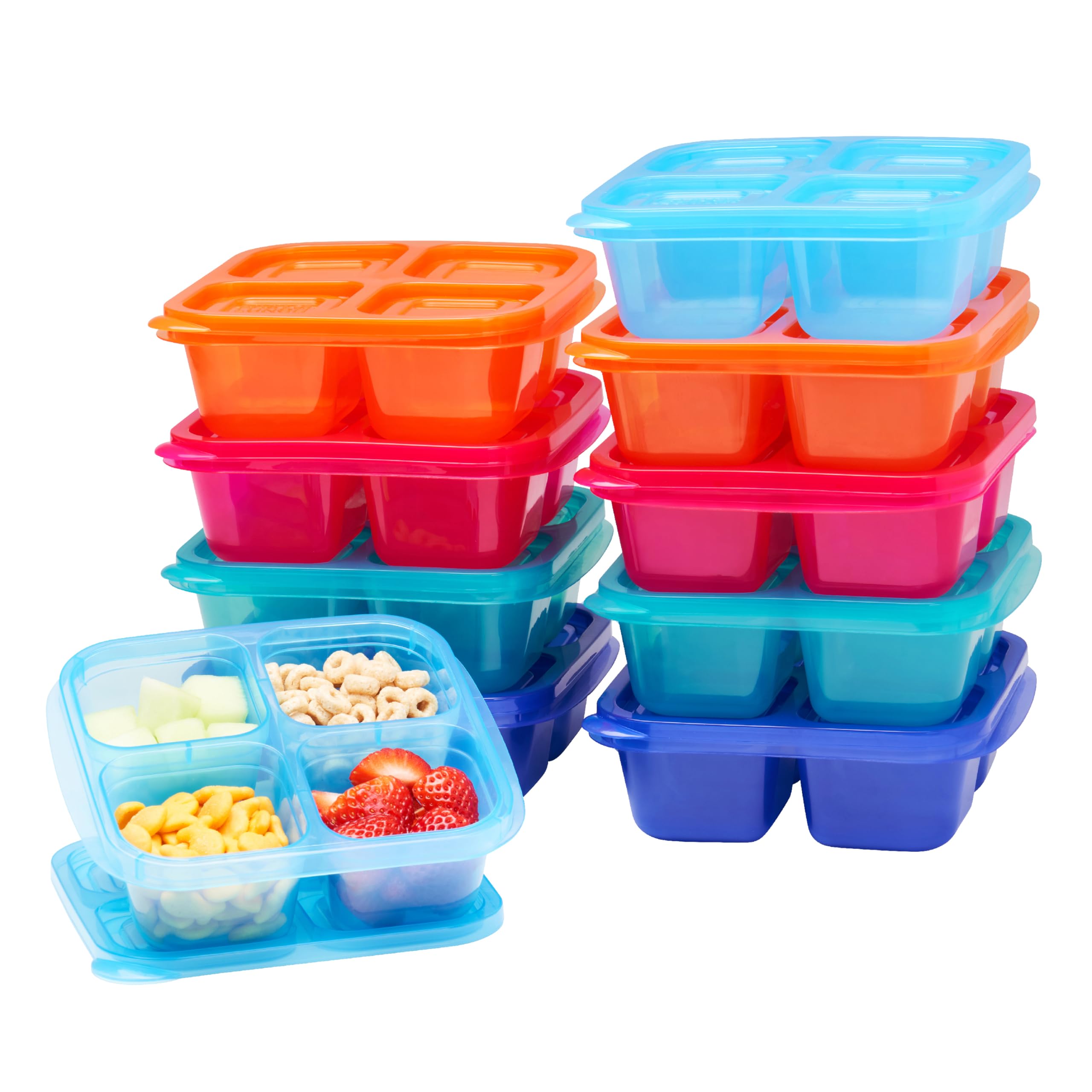 Easylunchboxes - Original Stackable Snack Boxes - Reusable 4-Compartment Bento Snack Containers For Kids And Adults, Bpa-Free An