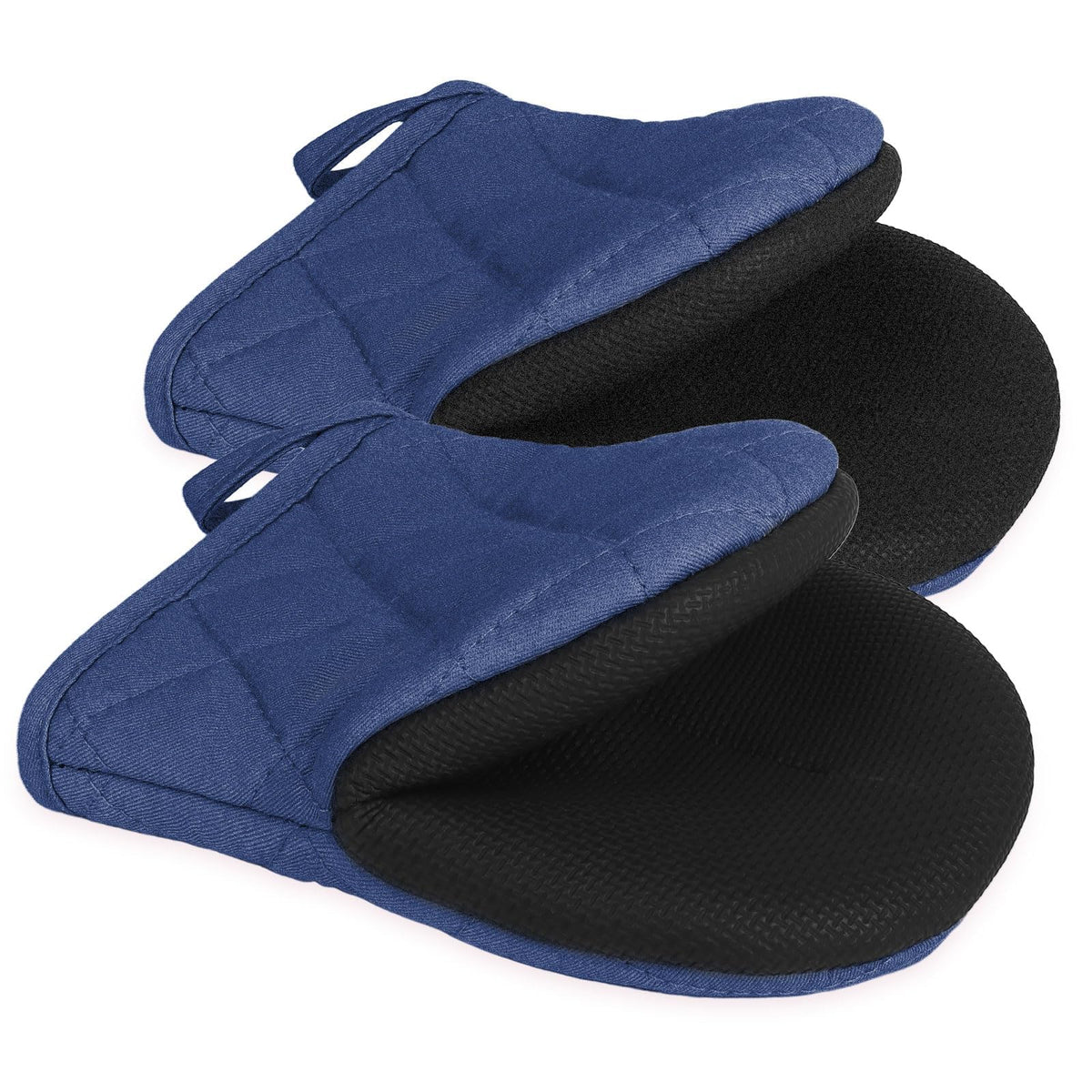 Goldmeet 1 Pair Short Oven Mitts, Heat Resistant Silicone Kitchen Mini Oven Mitts For 500 Degrees, Non-Slip Grip Surfaces And Ha