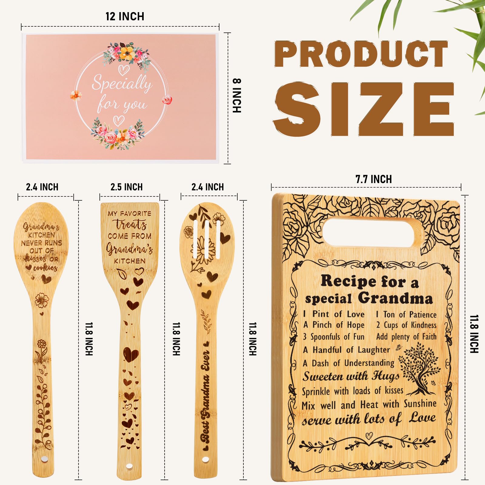 Christmas Grandma Gifts from Grandkids, Grandma Birthday Gifts Cutting Board Set Gift, Best Grandma Ever Gifts Great Grandma Chr