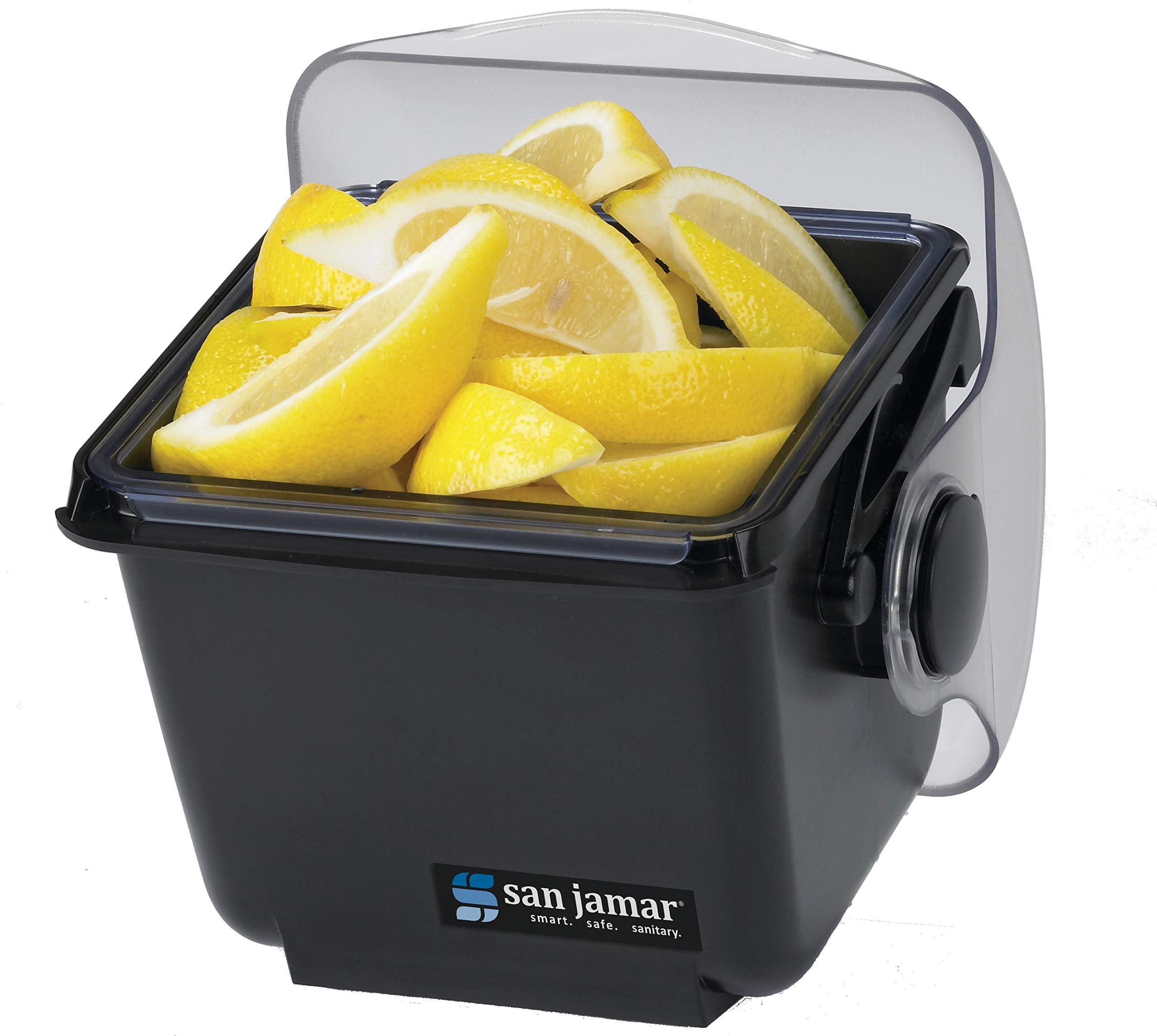 San Jamar Mini Dome Condiment Holder Chillable With Dome Lid For Kitchen, Bar, And Restaurants, Plastic, 1 Quart, Black