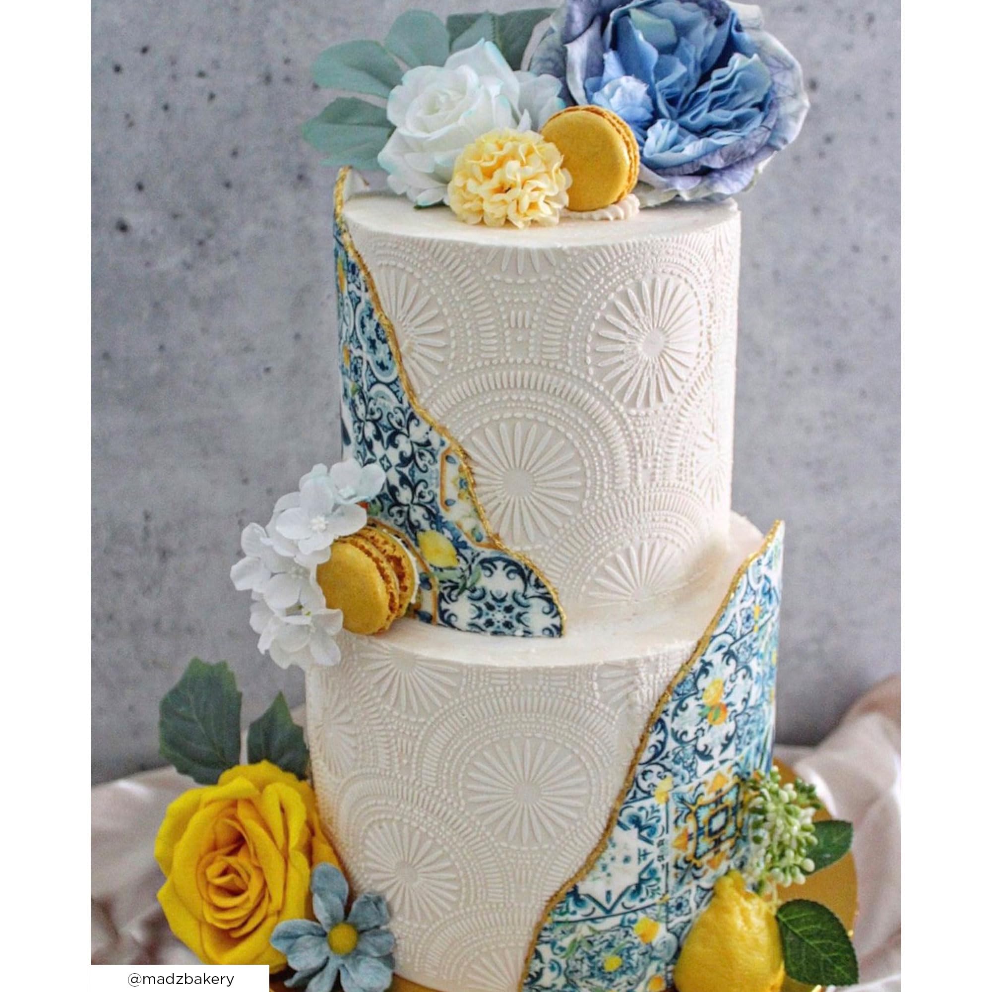 Lacupella Cake Decorating Stencil For Tall Buttercream Cake, Royal Icing, Ganache, Paint, Airbrush (Rayes)