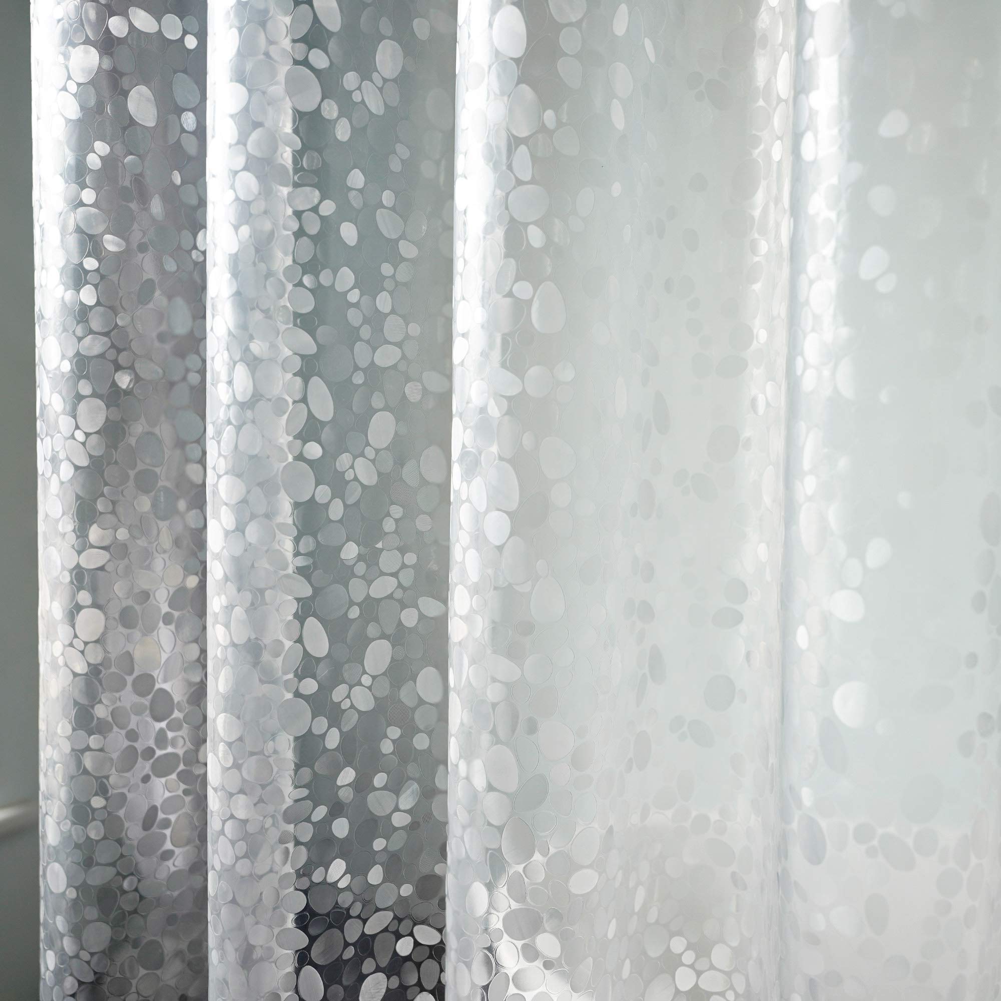 AooHome Extra Long Eva Shower Curtain Liner  Heavy Duty Shower Curtain Cobblestone Patten with Bottom Magnets  Semi Transparent  72W x 86L inch