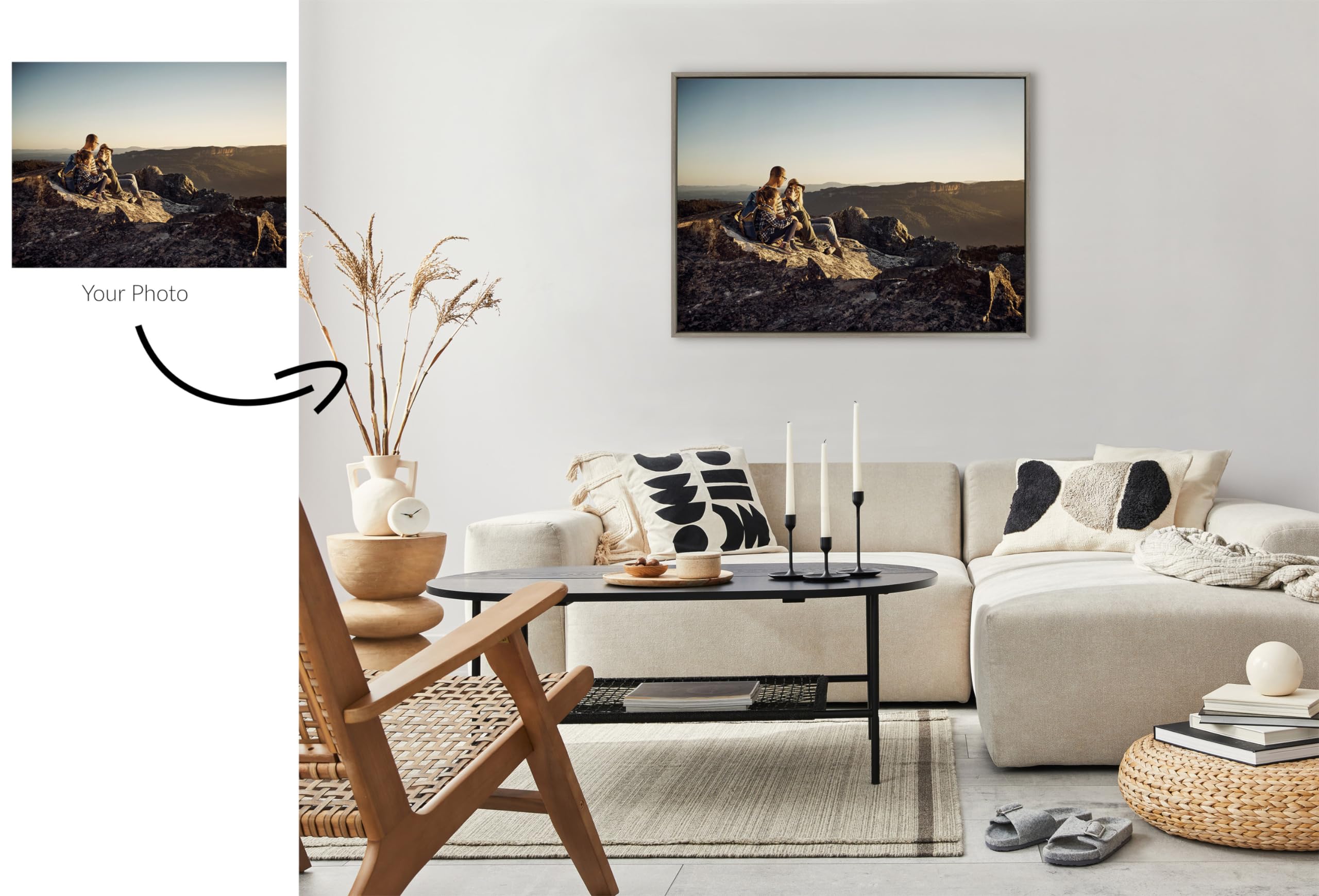 Kate And Laurel Sylvie Custom Printed Framed Canvas Wall Art, 41.5X31.5 Gray, Personal Canvas Print With Your Photos For Bedroom