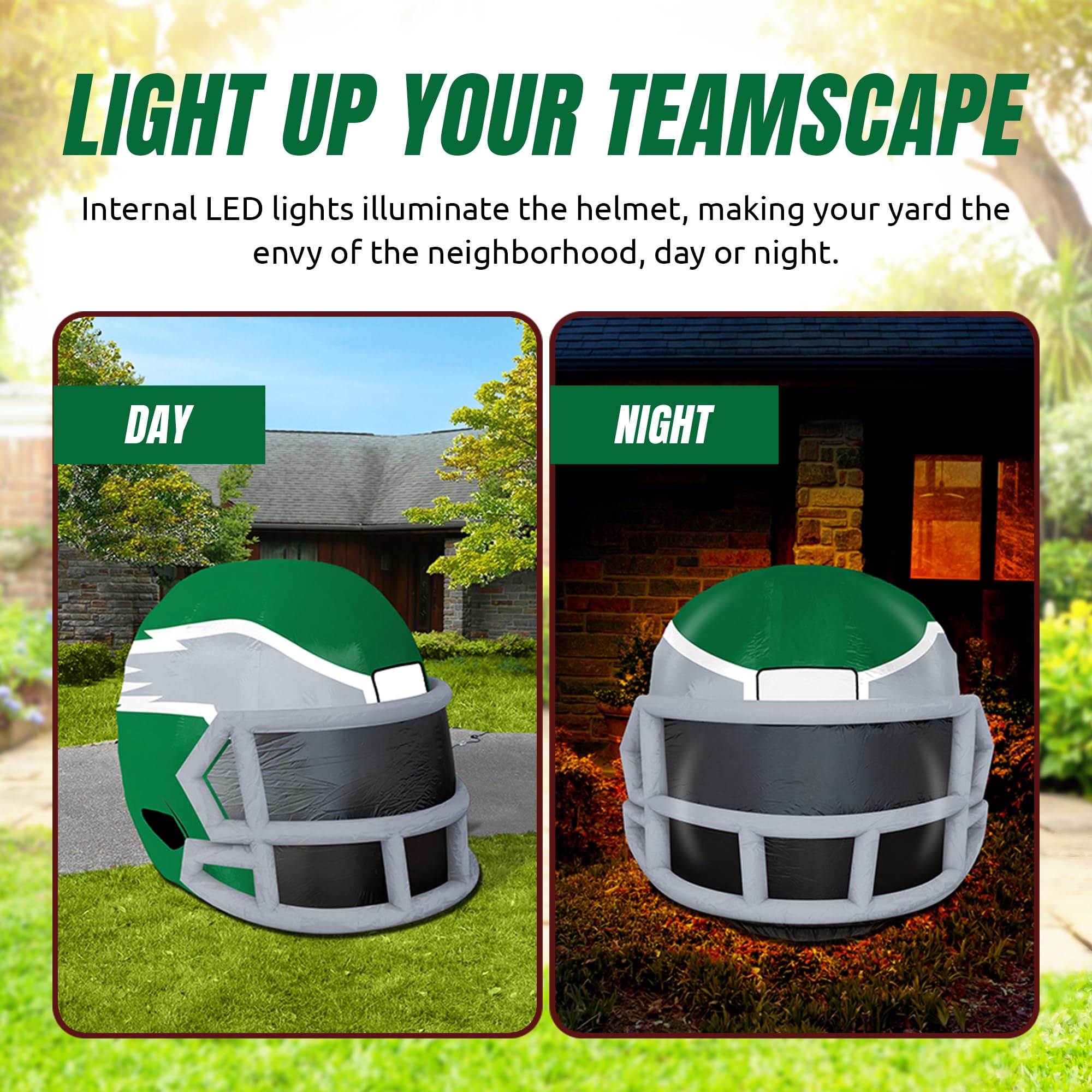Sporticulture NFL Philadelphia Eagles 4ft Inflatable Retro Helmet with LED Lights & Built-in Blower - Merchandise Decor Ideal fo